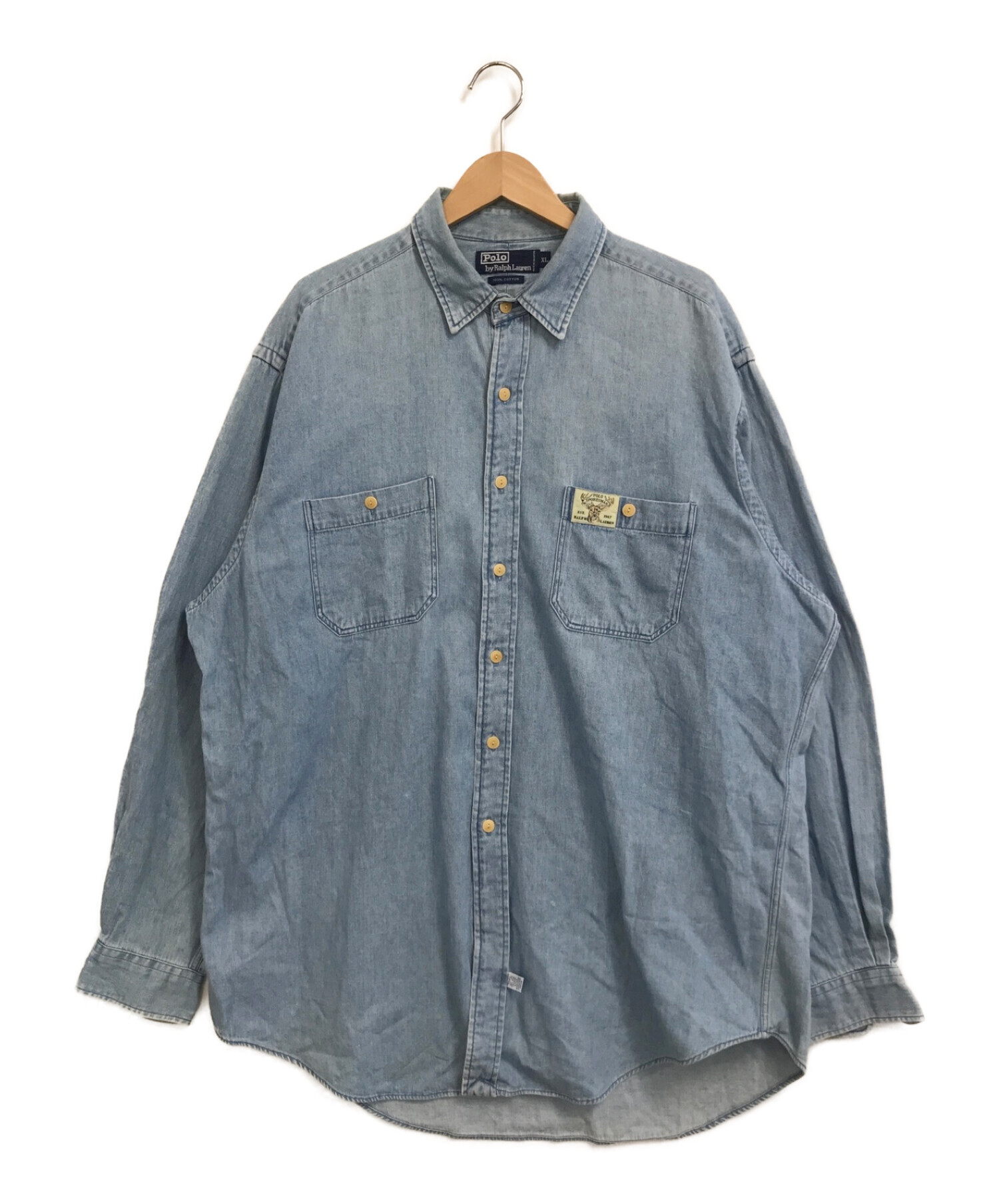 POLO RALPH LAUREN (ポロ・ラルフローレン) [古着]90’sデニムワークシャツ ブルー サイズ:XL