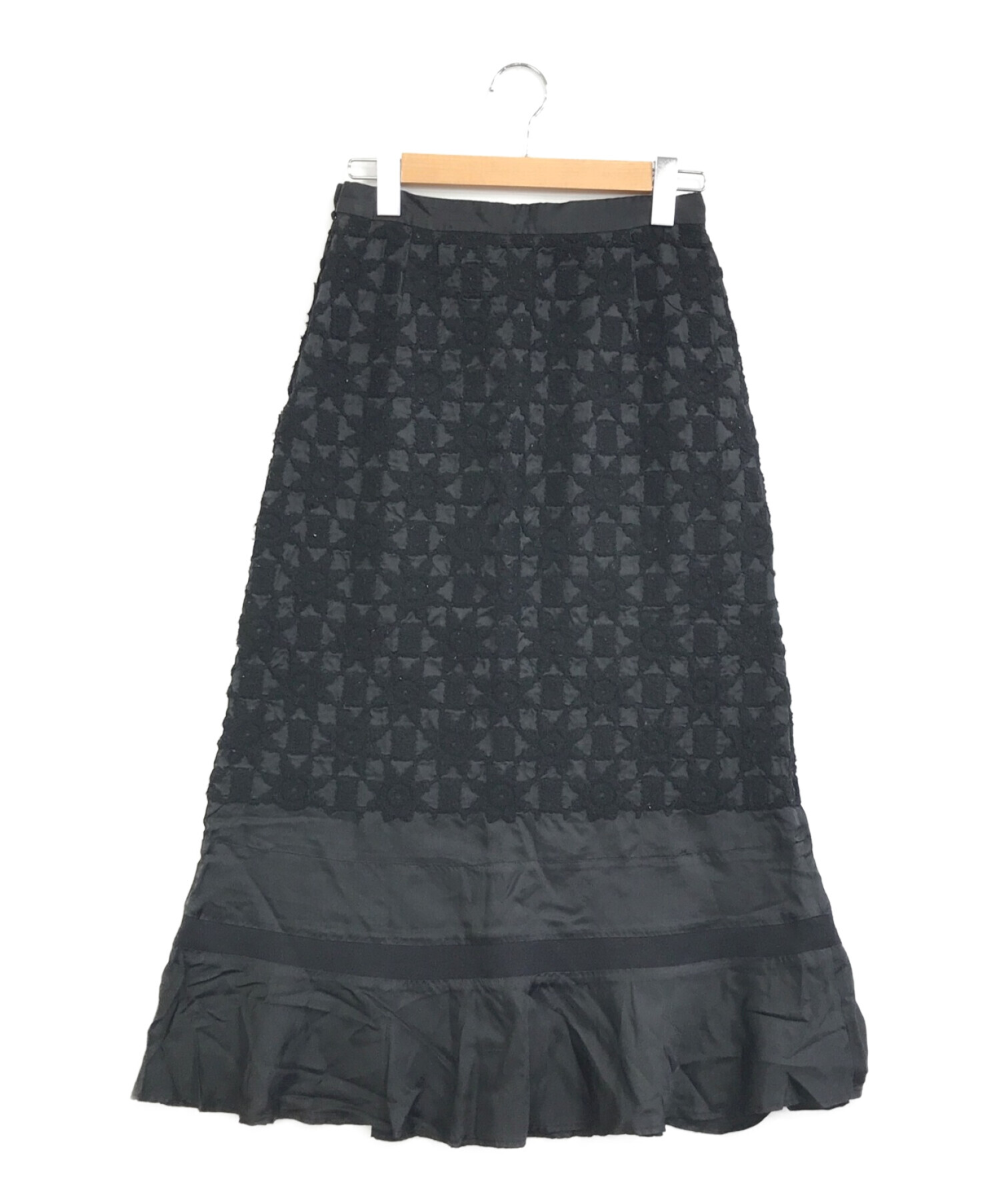 tricot COMME des GARCONS (トリココムデギャルソン) 刺繍ロングスカート ブラック サイズ:M