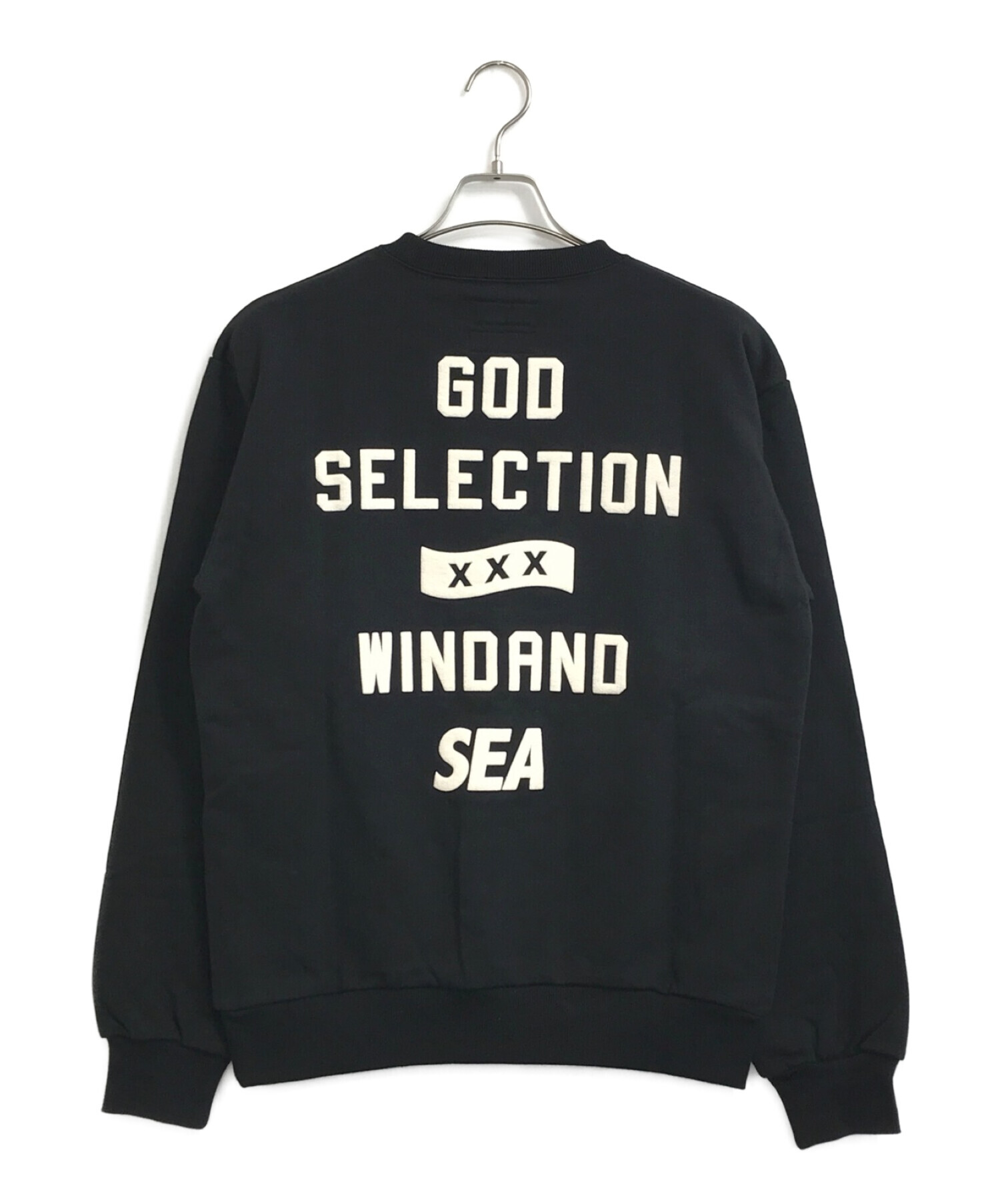 WIND AND SEA×GOD SELECTION XXX (ウィンダンシー×ゴッドセレクショントリプルエックス) 刺繍スウェット ブラック  サイズ:S