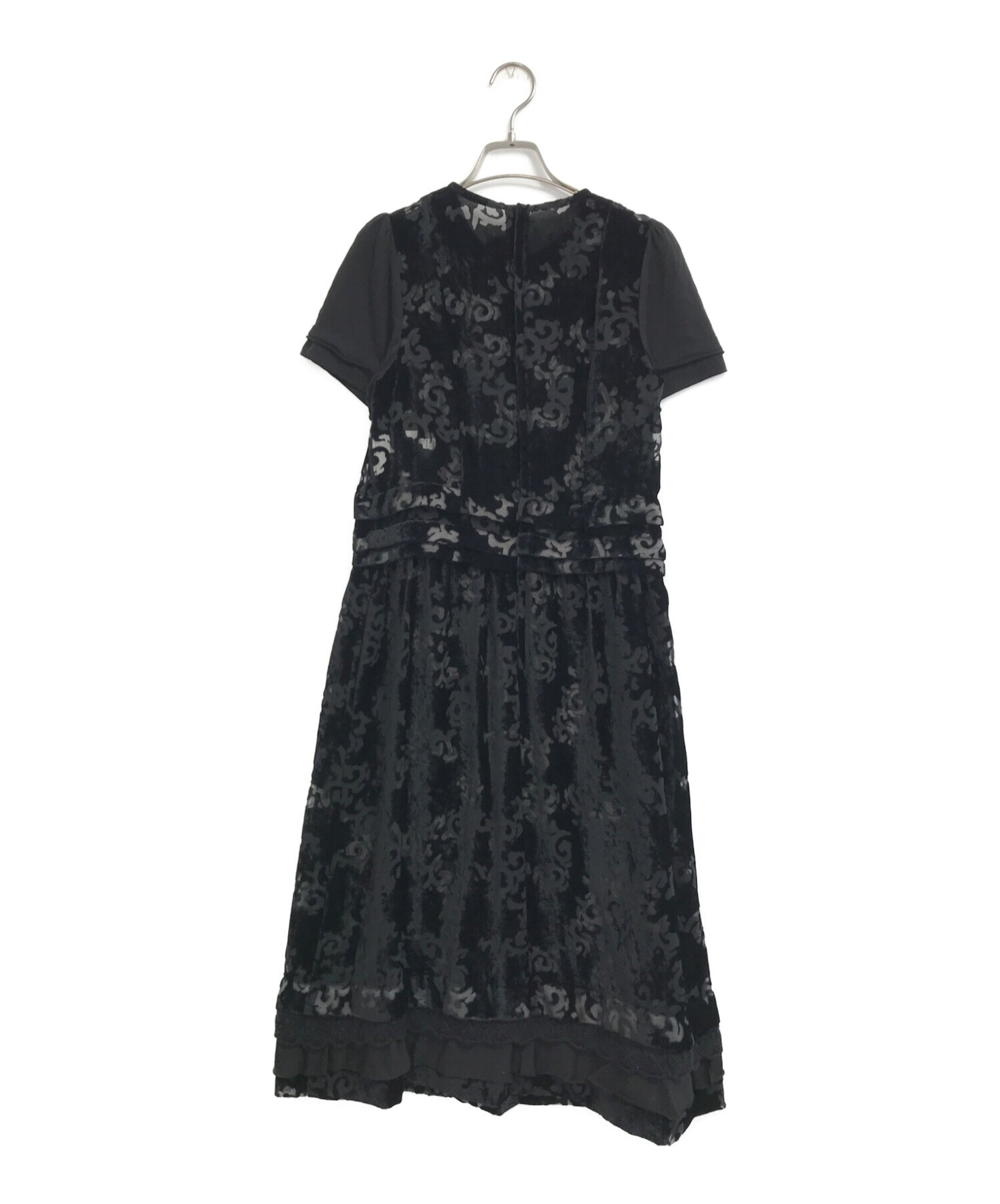 ROBE DE CHAMBRE COMME DES GARCONS (ローブドシャンブル コムデギャルソン) ベロアフロッキーシアーワンピース  ブラック サイズ:表記なし