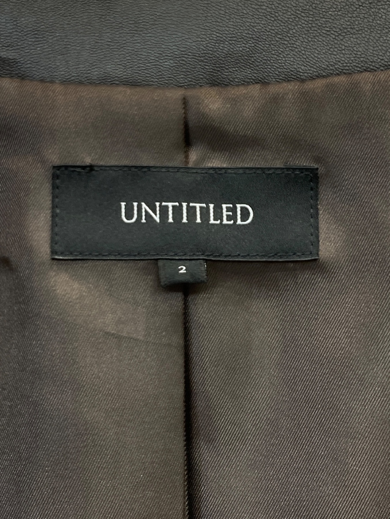 UNTITLED (アンタイトル) ノーカラーレザージャケット ブラウン サイズ:2