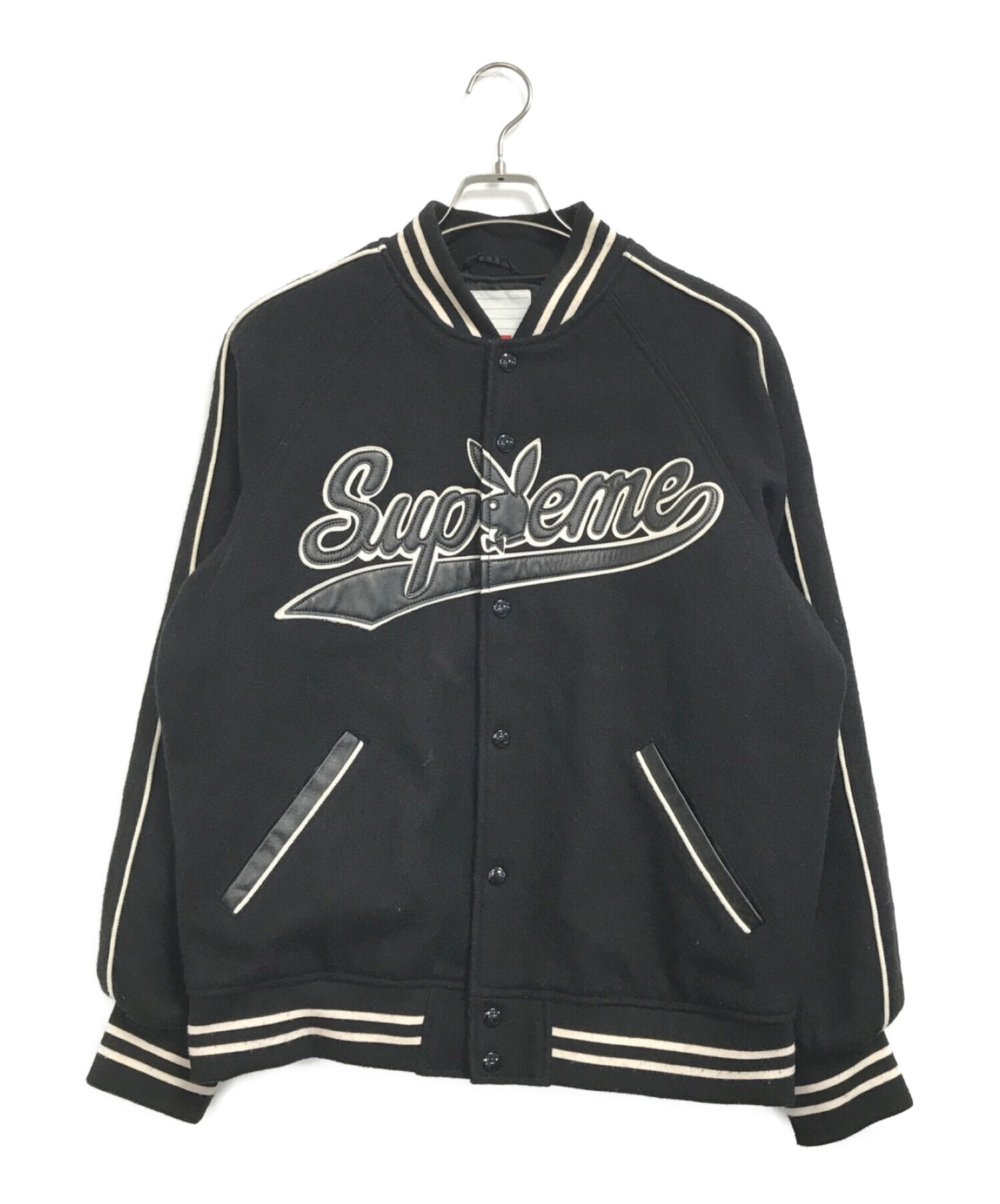 SUPREME (シュプリーム) PLAY BOY (プレイボーイ) Wool Varsity Jacket ブラック サイズ:M