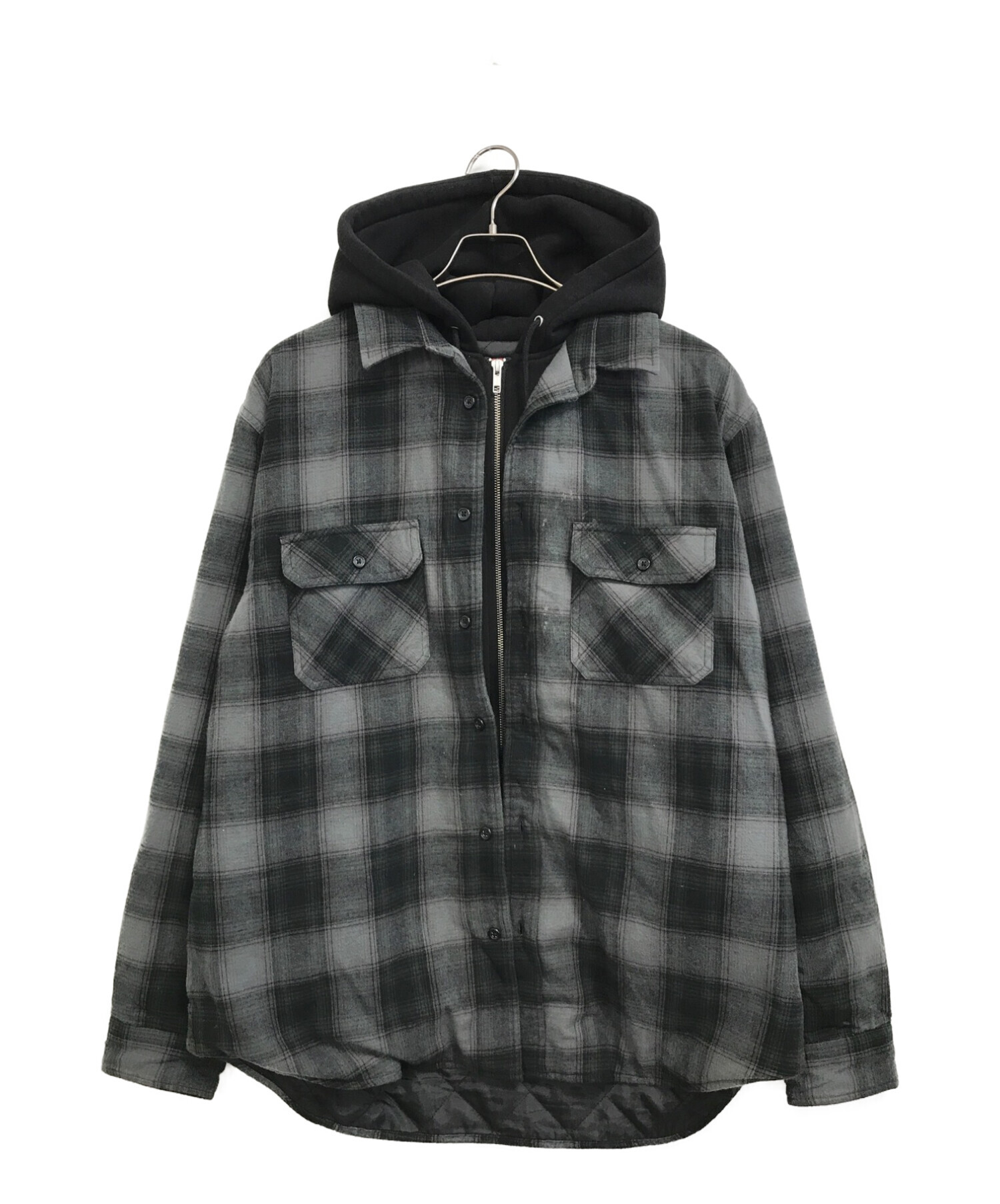 新品　Supreme Hooded Flannel Zip Up Shirt 黒トップス