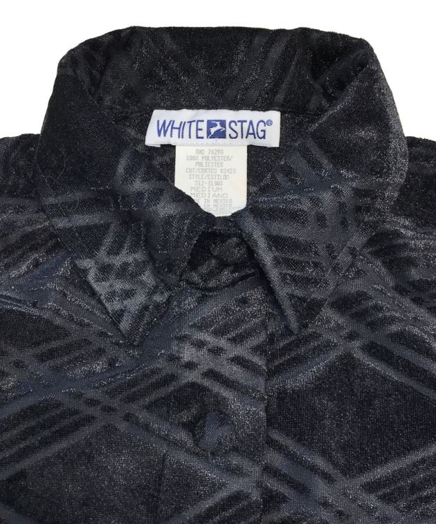 White stag (ホワイトスタッグ) [古着]デザインベロアシャツ ブラック サイズ:M