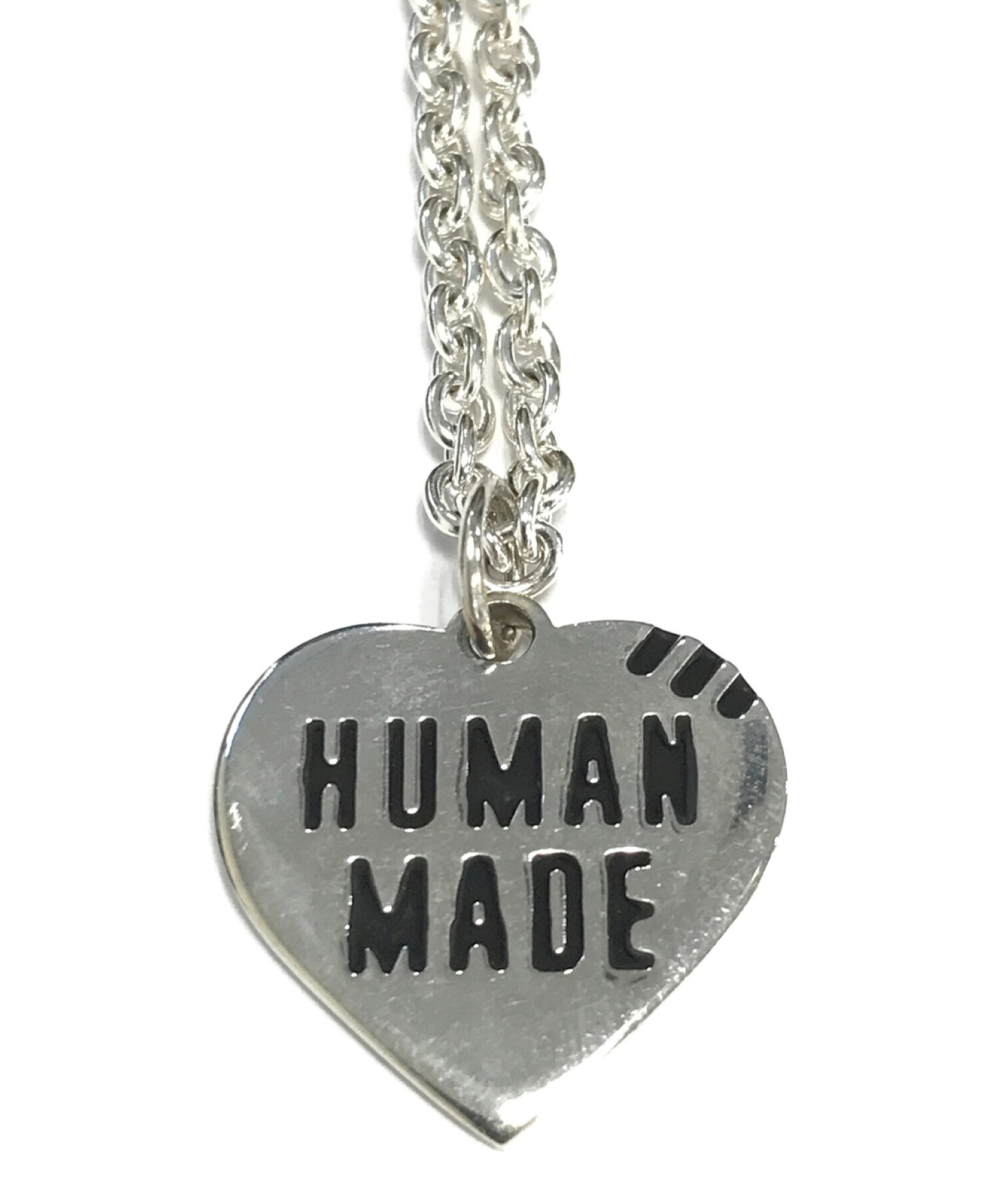 HUMAN MADE Heart Silver Necklace BLACKBLACK