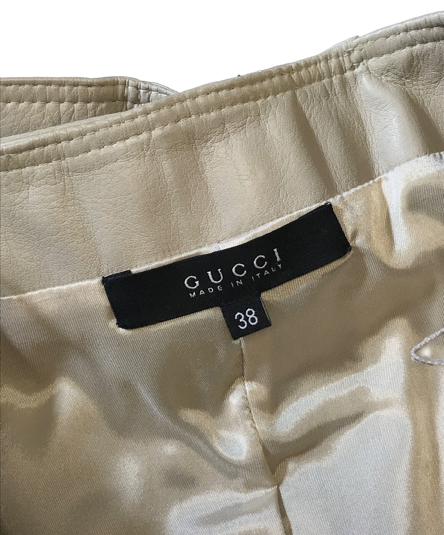 中古・古着通販】GUCCI (グッチ) レザータイトスカート ベージュ