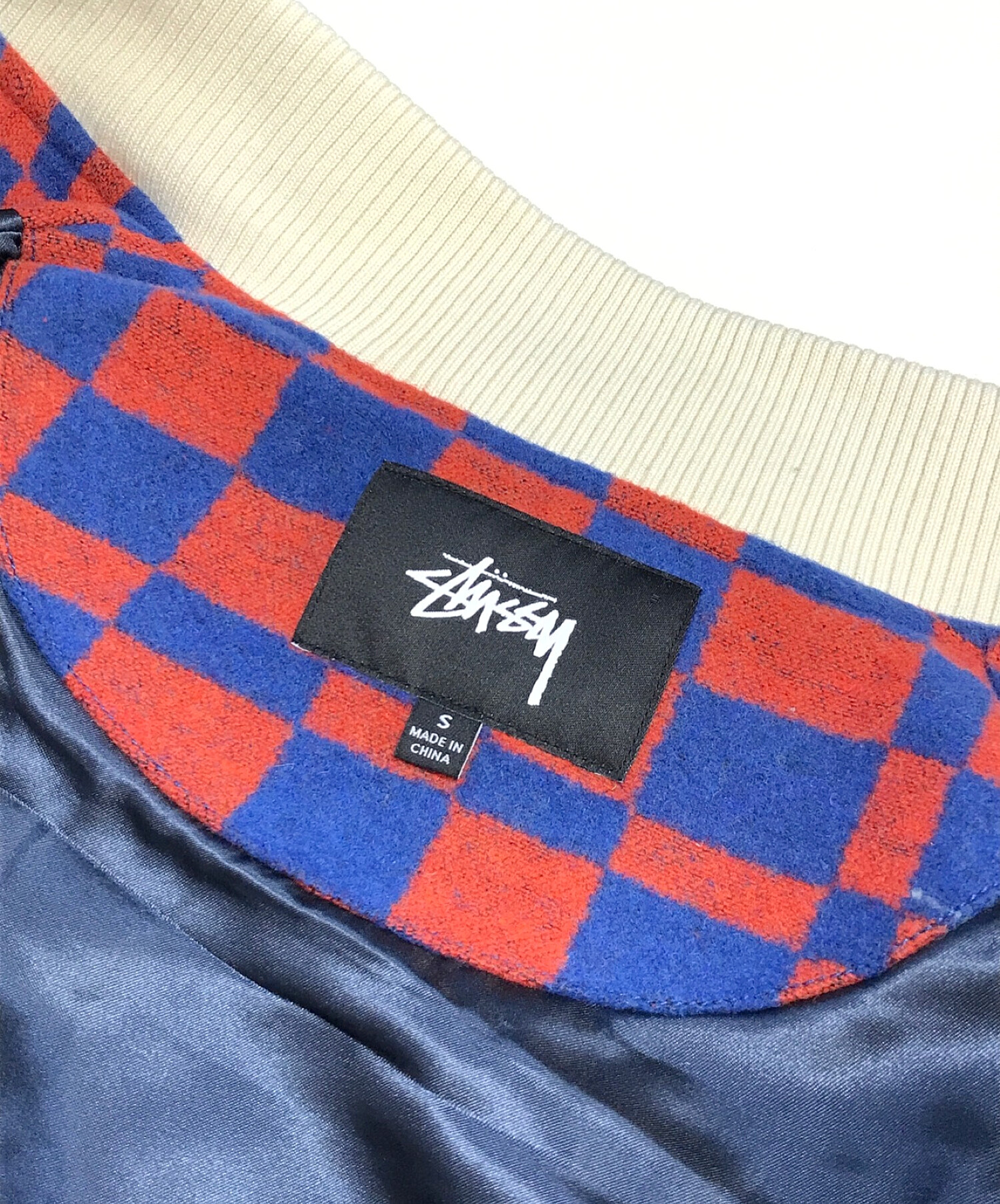 stussy (ステューシー) チェックブルゾン ブルー×レッド サイズ:S