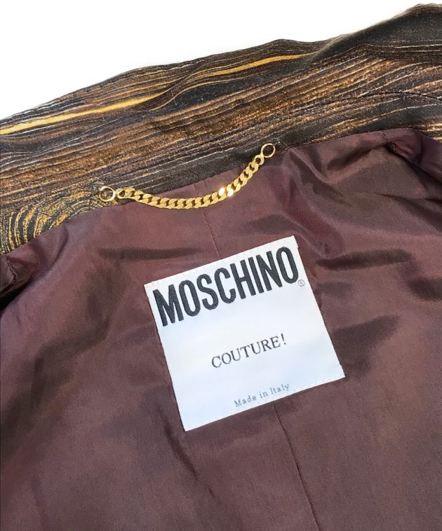 MOSCHINO (モスキーノ) 木目総柄テーラードジャケット グリーン サイズ:表記なし