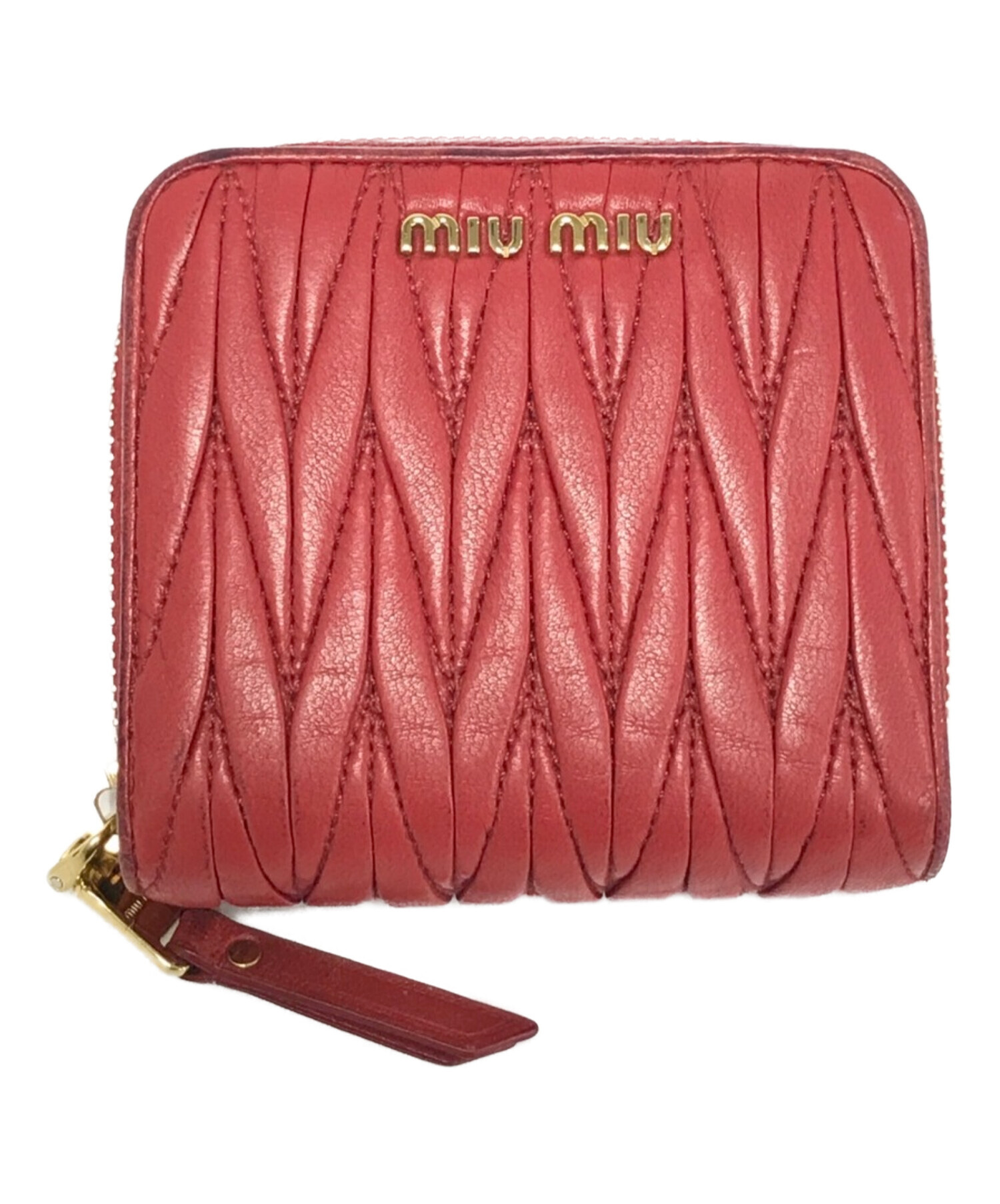 中古・古着通販】MIU MIU (ミュウミュウ) 2つ折り財布 レッド サイズ