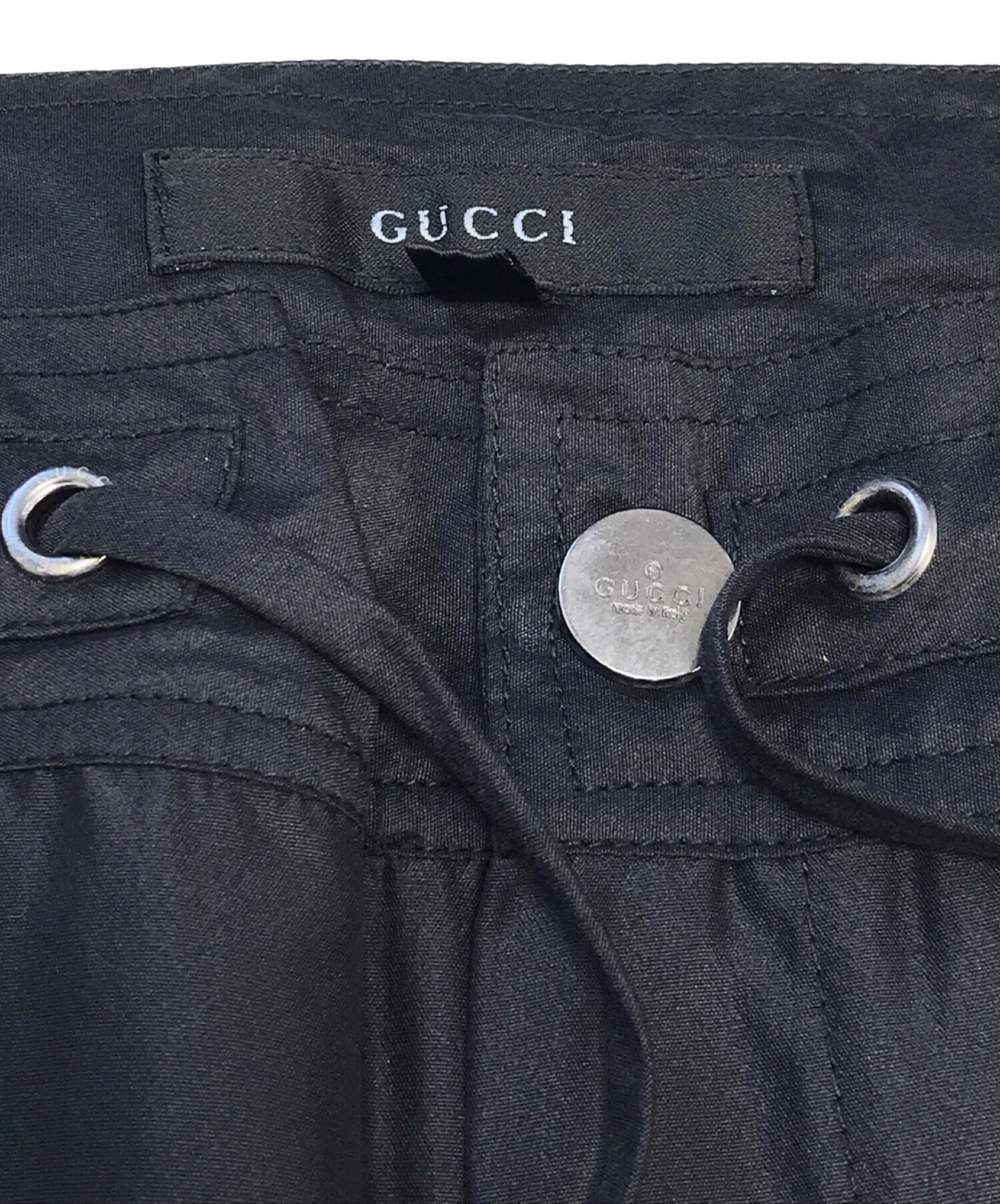 中古・古着通販】GUCCI (グッチ) シルク混ナイロンパンツ ブラック