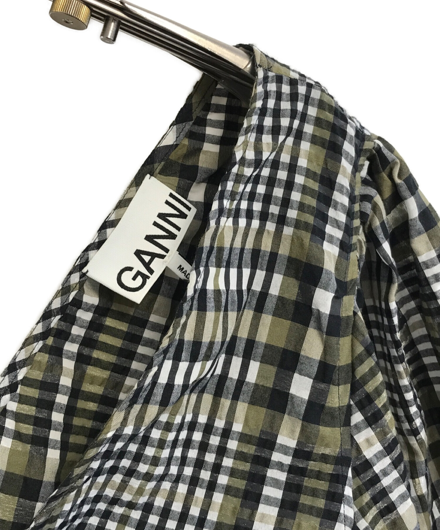 中古・古着通販】Ganni (ガニー) チェックワンピース グリーン サイズ