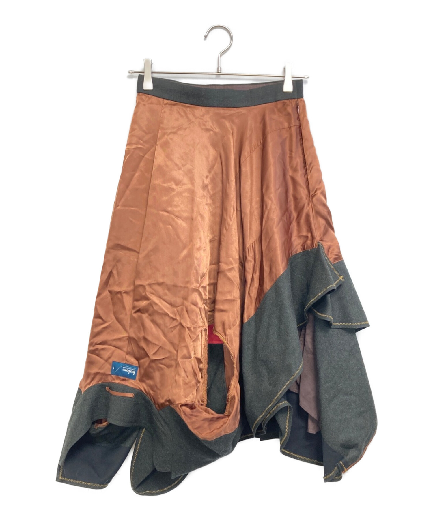 KOLOR (カラー) 異素材切り替えドレープ スカート グリーン サイズ:1表記