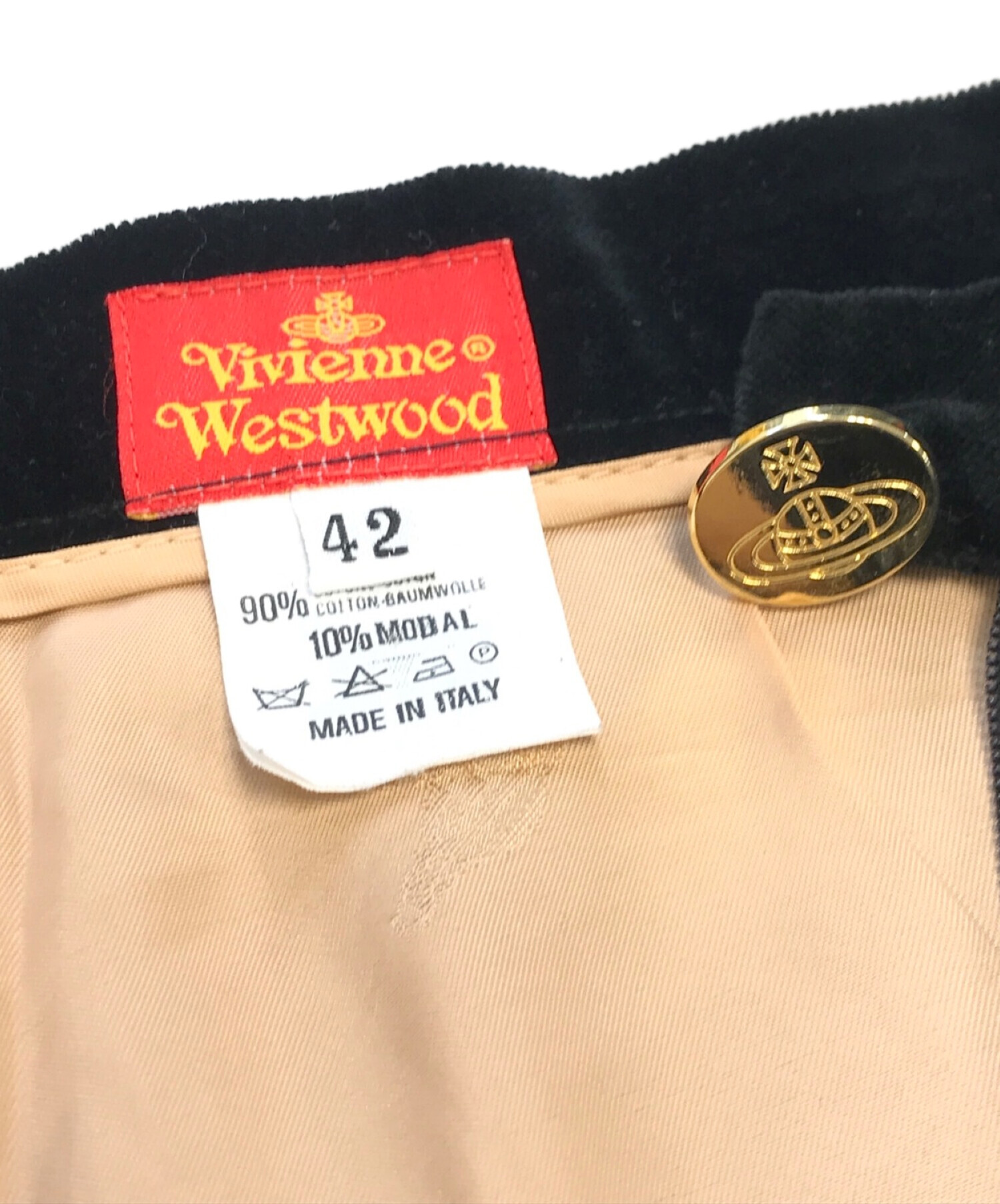 Vivienne Westwood (ヴィヴィアンウエストウッド) ベルベットスカート ブラック サイズ:42
