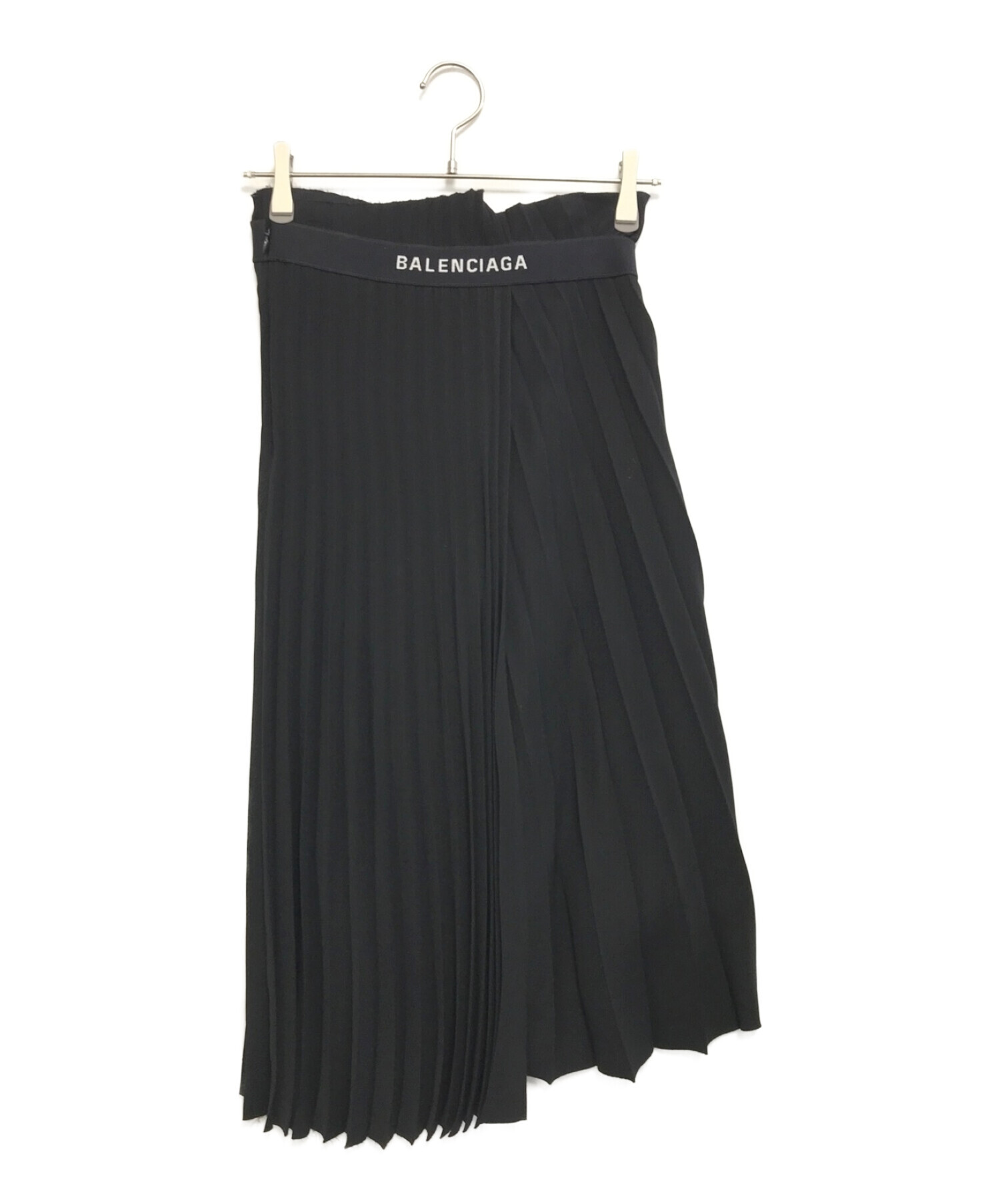 BALENCIAGA (バレンシアガ) ロゴプリーツスカート ブラック サイズ:34