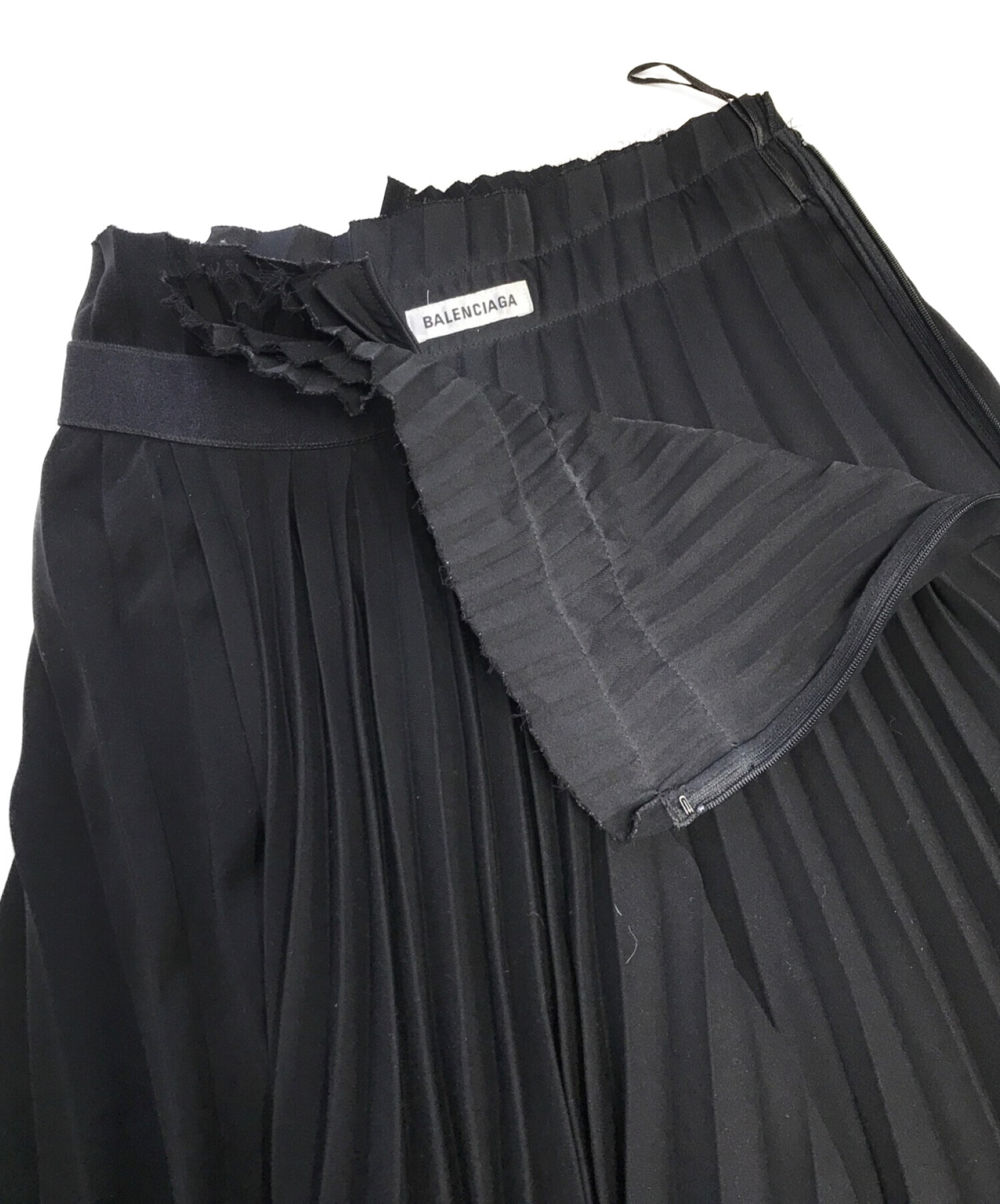 BALENCIAGA (バレンシアガ) ロゴプリーツスカート ブラック サイズ:34
