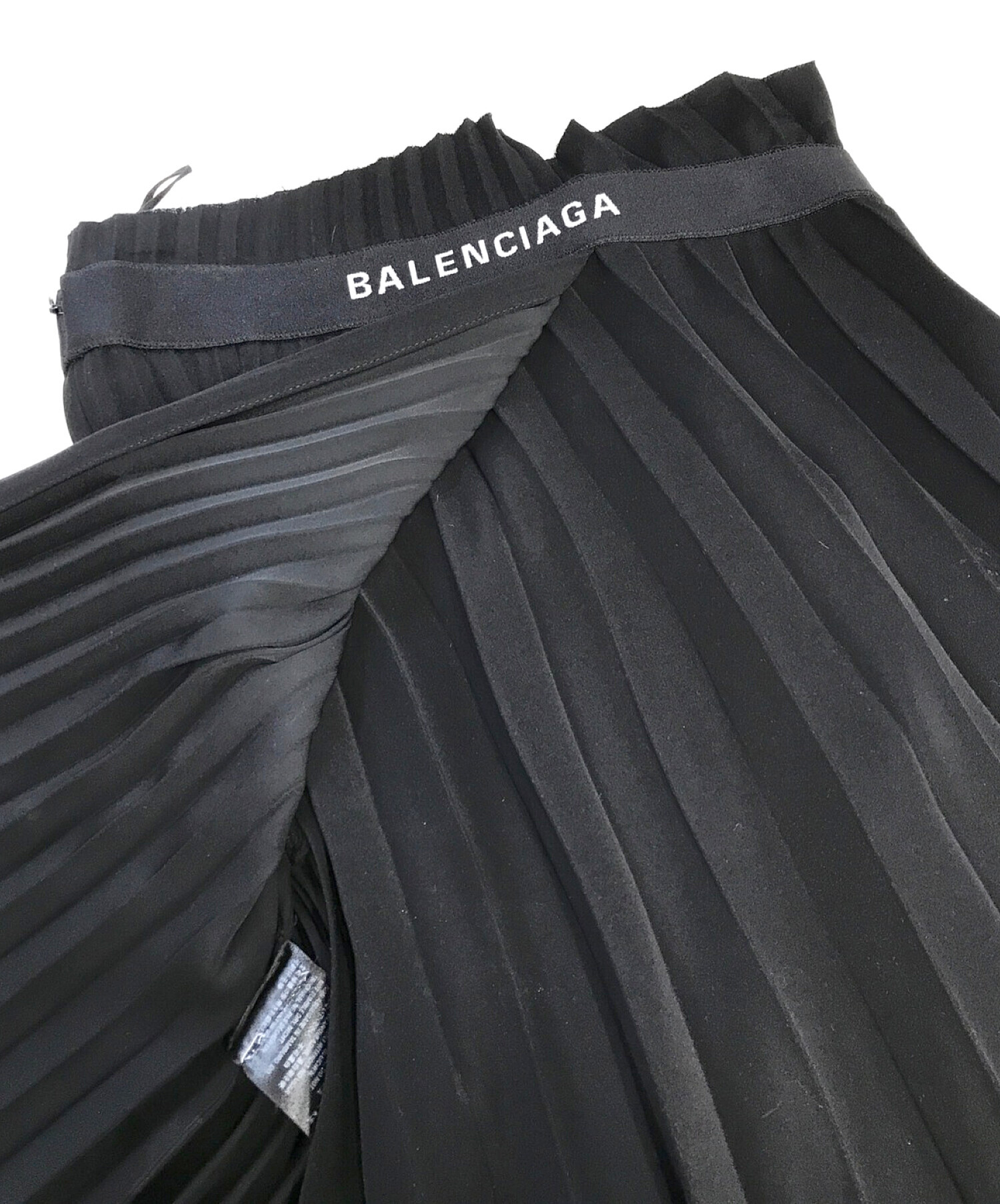 BALENCIAGA (バレンシアガ) ロゴプリーツスカート ブラック サイズ:34