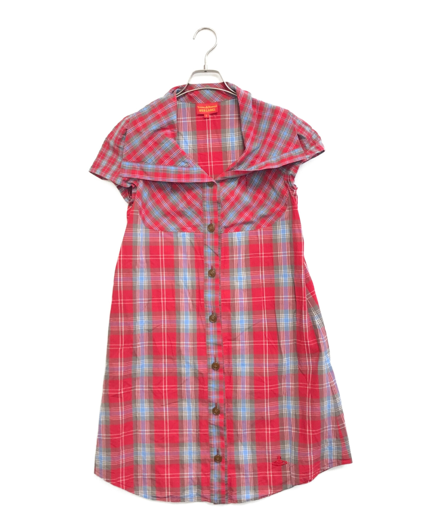 Vivienne Westwood RED LABEL (ヴィヴィアンウエストウッドレッドレーベル) チェックシャツワンピース レッド サイズ:2