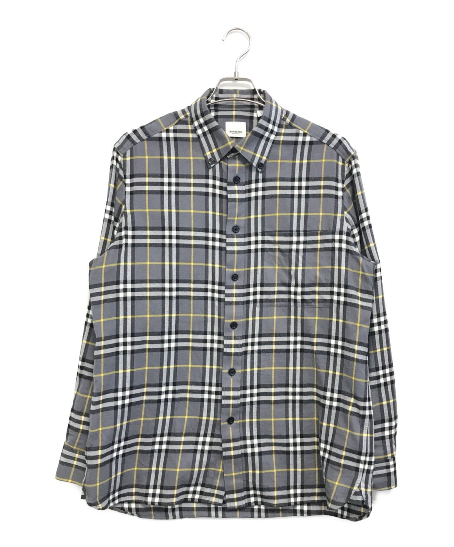 BURBERRY (バーバリー) ボタンダウンネルシャツ グレー サイズ:L