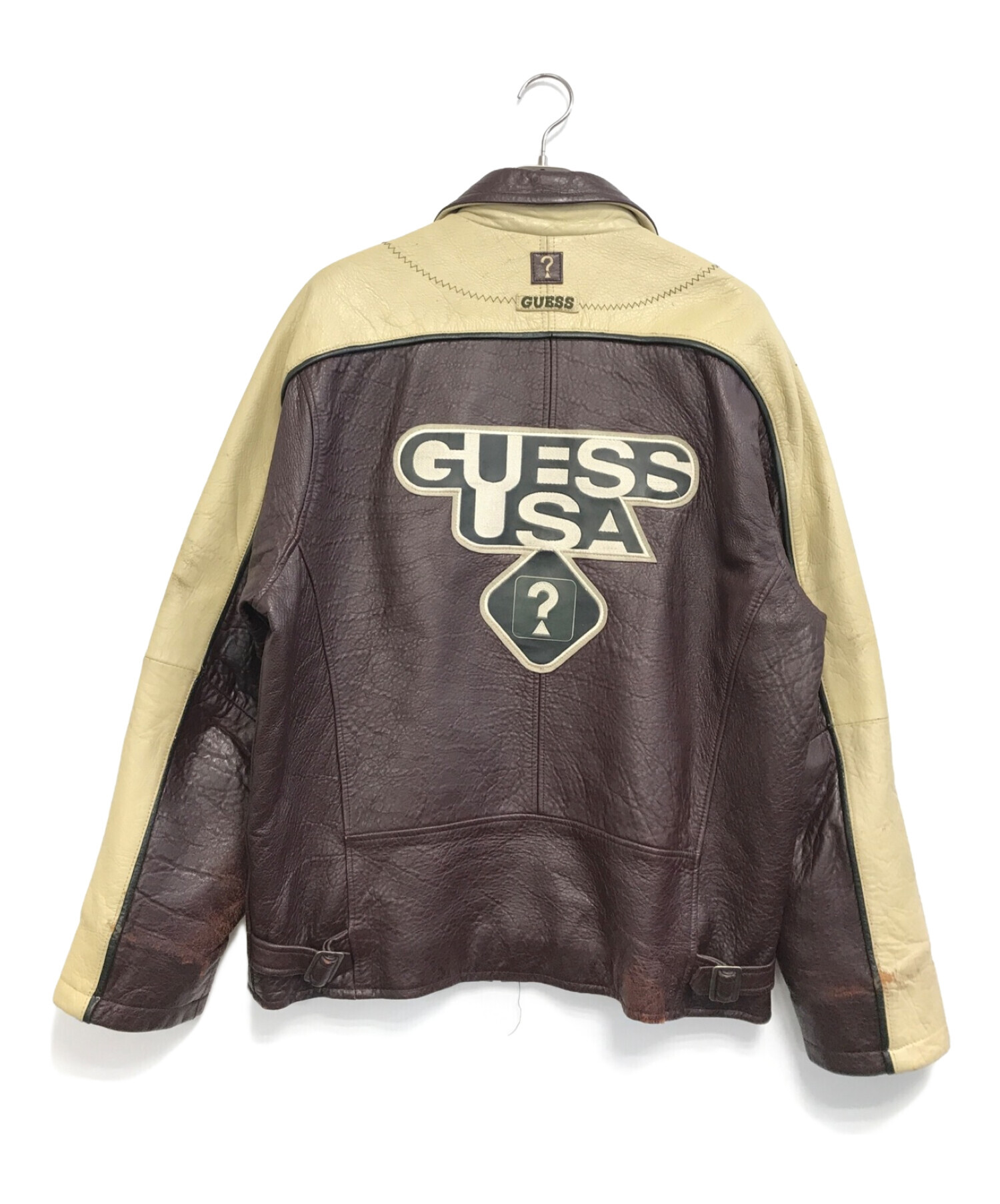 中古・古着通販】GUESS (ゲス) レザージャケット ブラウン サイズ:L 