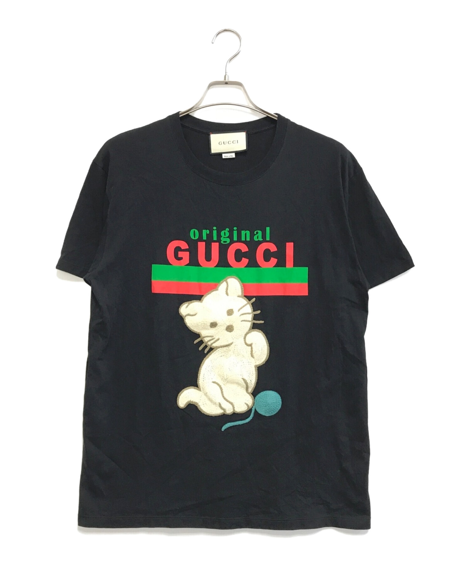 GUCCI (グッチ) キャット刺繍Tシャツ ブラック サイズ:M