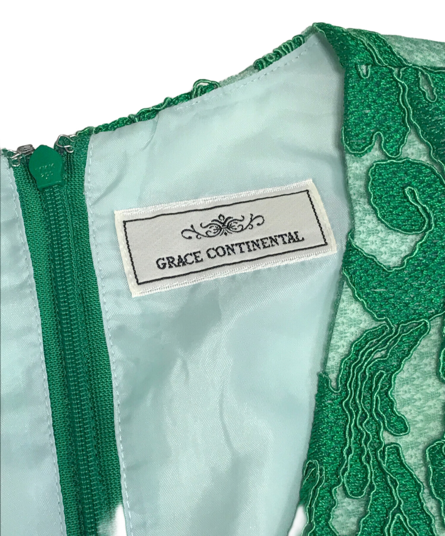 中古・古着通販】GRACE CONTINENTAL (グレースコンチネンタル) コード刺繍フレアドレス グリーン サイズ:36｜ブランド・古着通販  トレファク公式【TREFAC FASHION】スマホサイト