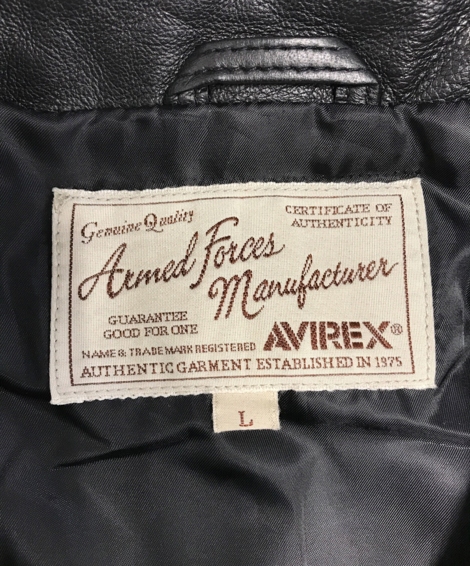 中古・古着通販】AVIREX (アヴィレックス) レザーライダースジャケット ブラック サイズ:L｜ブランド・古着通販 トレファク公式【TREFAC  FASHION】スマホサイト