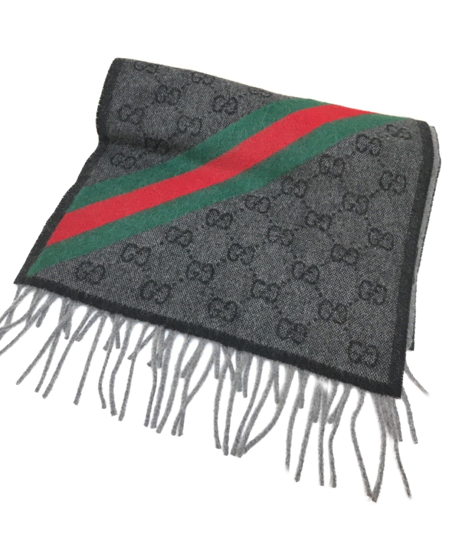 GUCCI (グッチ) GG柄ウールマフラー グレー