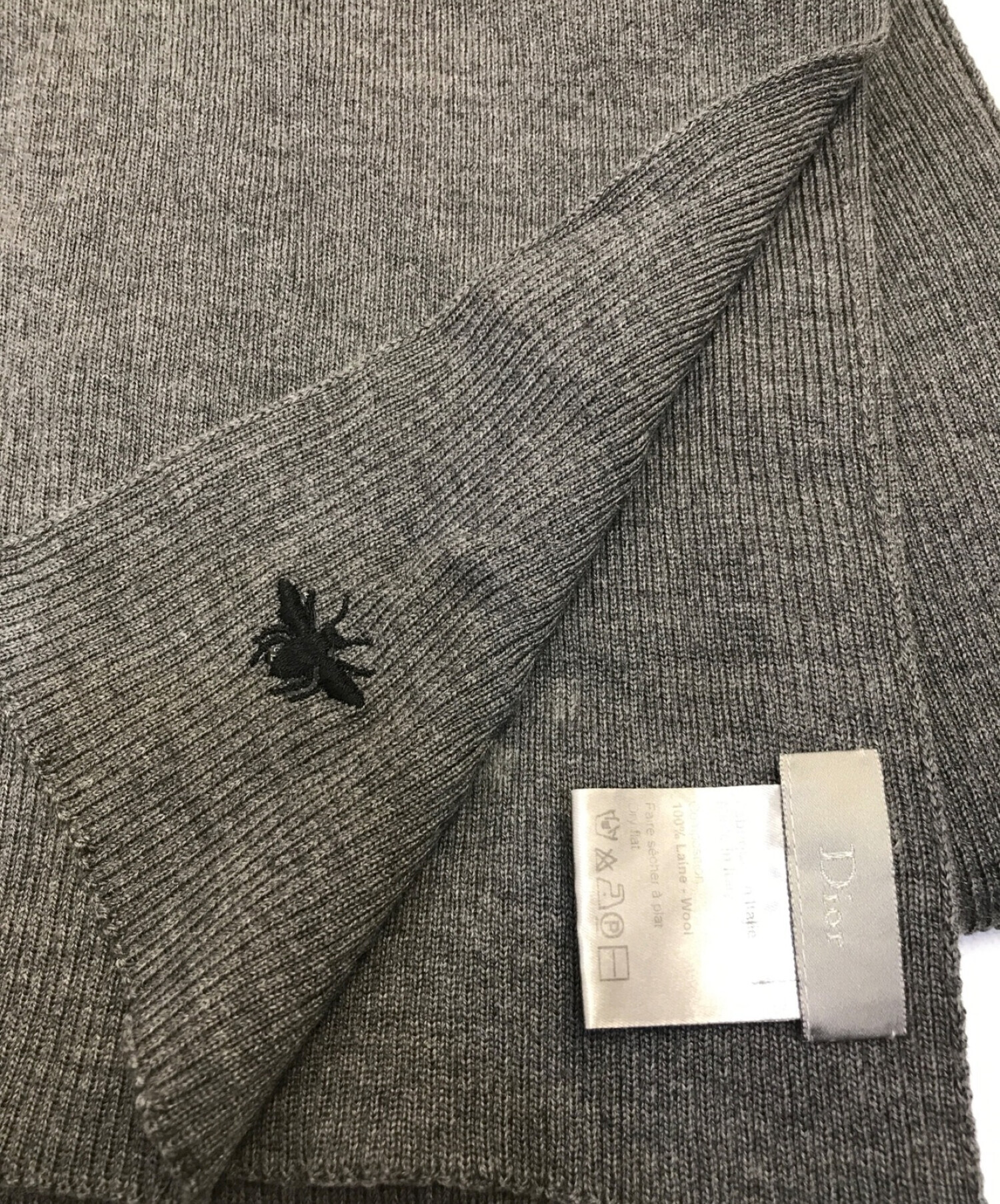 DIOR HOMME (ディオール オム) Bee刺繍マフラー グレー