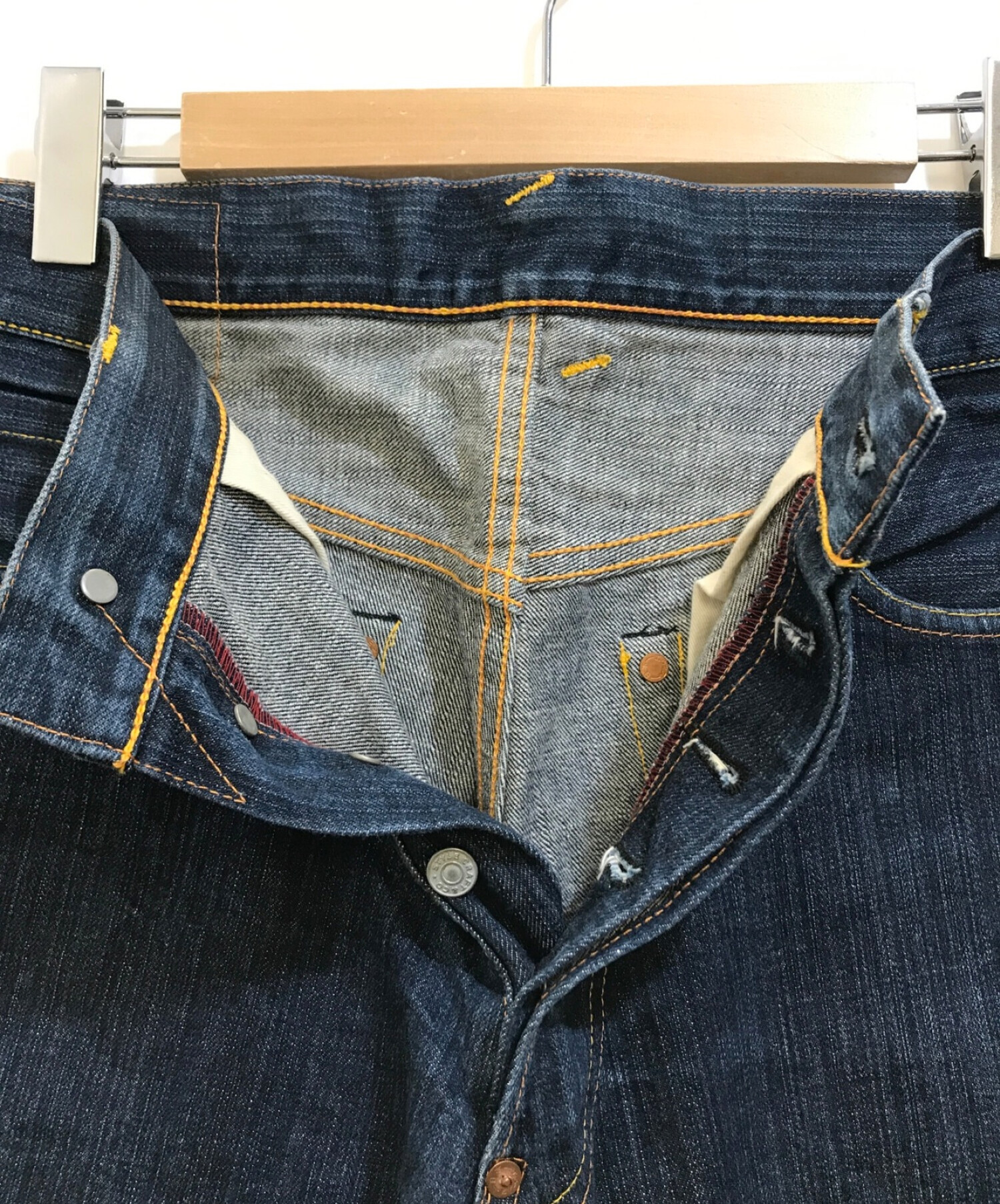 Evisu Jeans (エヴィスジーンズ) ボタンフライデニムパンツ インディゴ サイズ:32