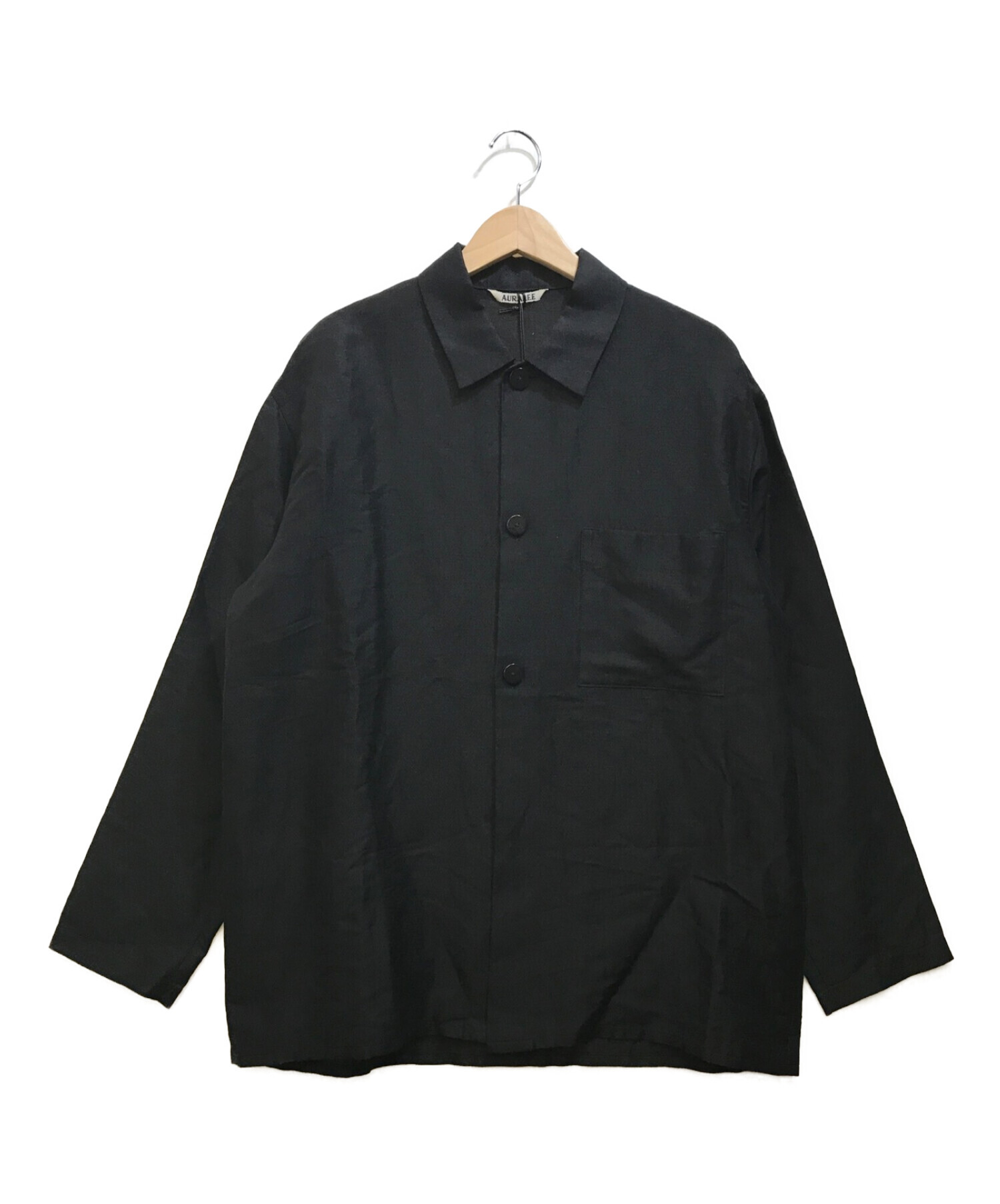 AURALEE (オーラリー) SILK LINEN DOBBY SHIRTS JACKET ブラック サイズ:4