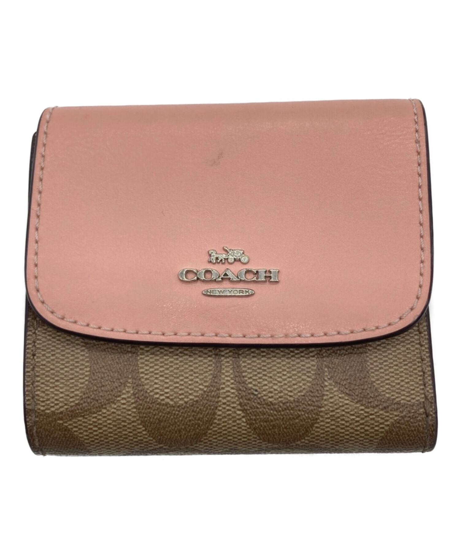 中古・古着通販】COACH (コーチ) コンパクトウォレット ベージュ