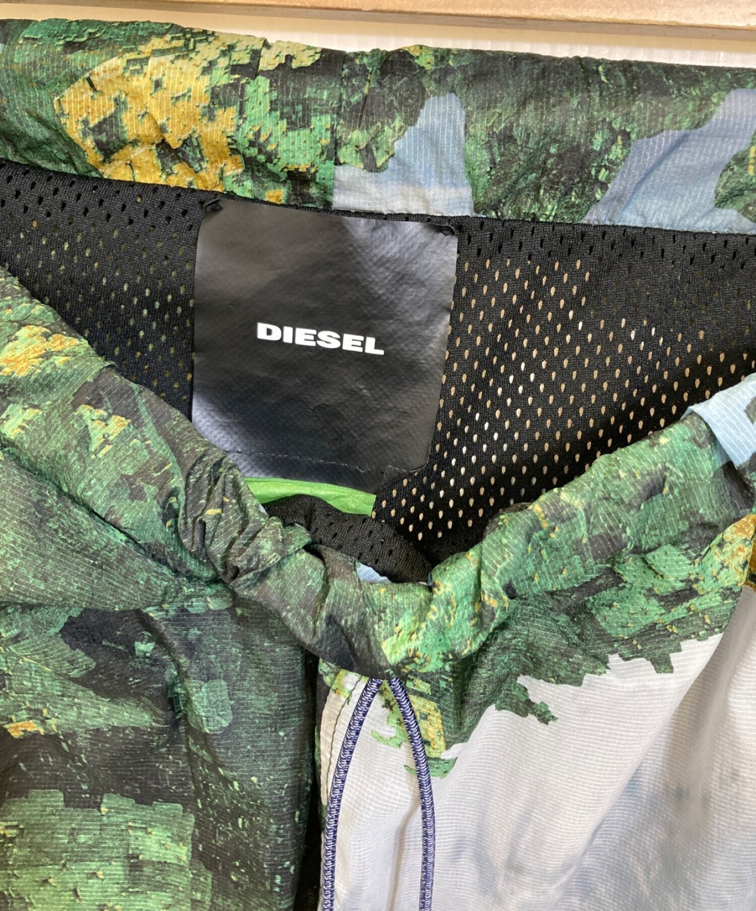 DIESEL (ディーゼル) ナイロン総柄パンツ グリーン サイズ:S