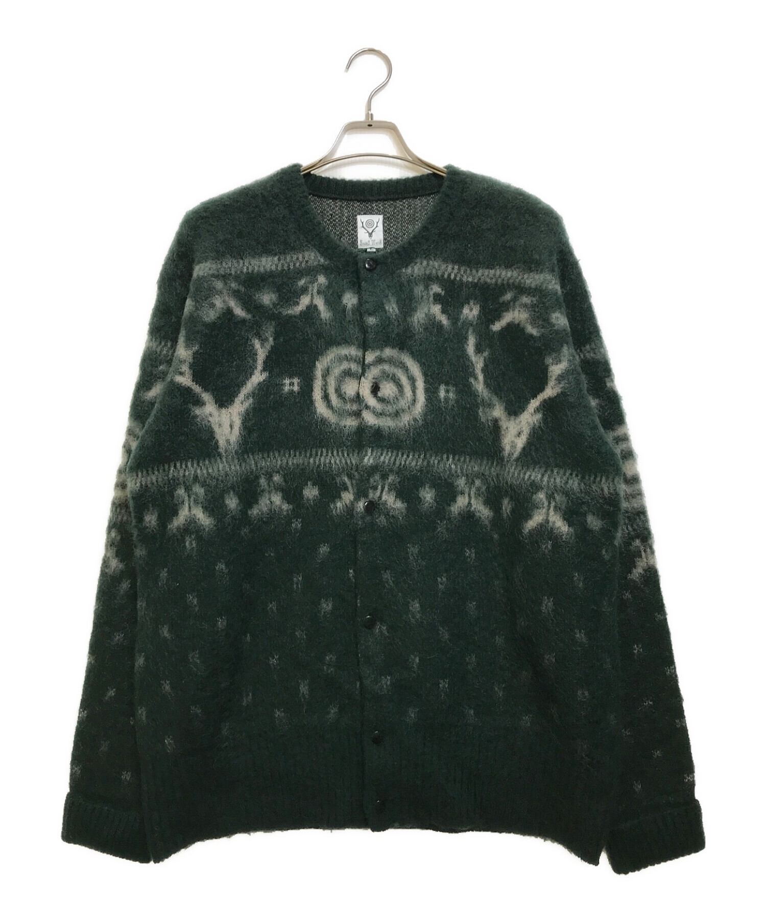 South2 West8 (サウスツーウエストエイト) Loose Fit Crew Neck Cardigan グリーン サイズ:L