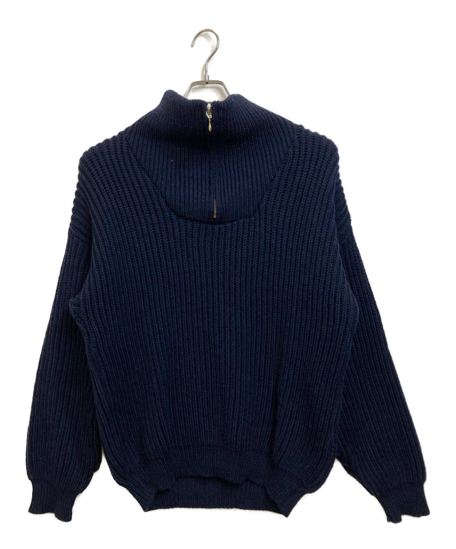 Oldderby Knitwear (オールドダービーニットウェア) ハーフジップニット ネイビー サイズ:S