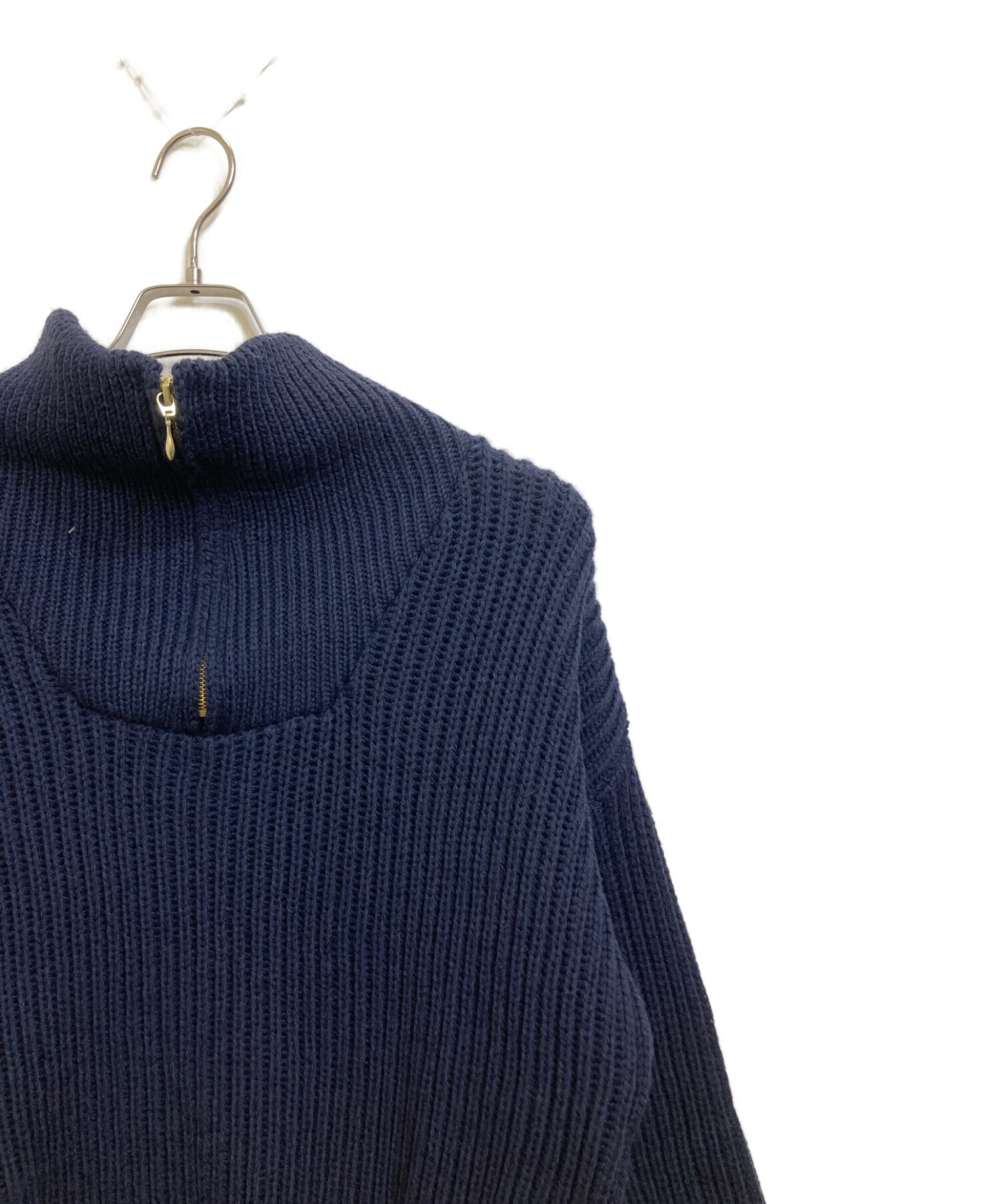 Oldderby Knitwear (オールドダービーニットウェア) ハーフジップニット ネイビー サイズ:S