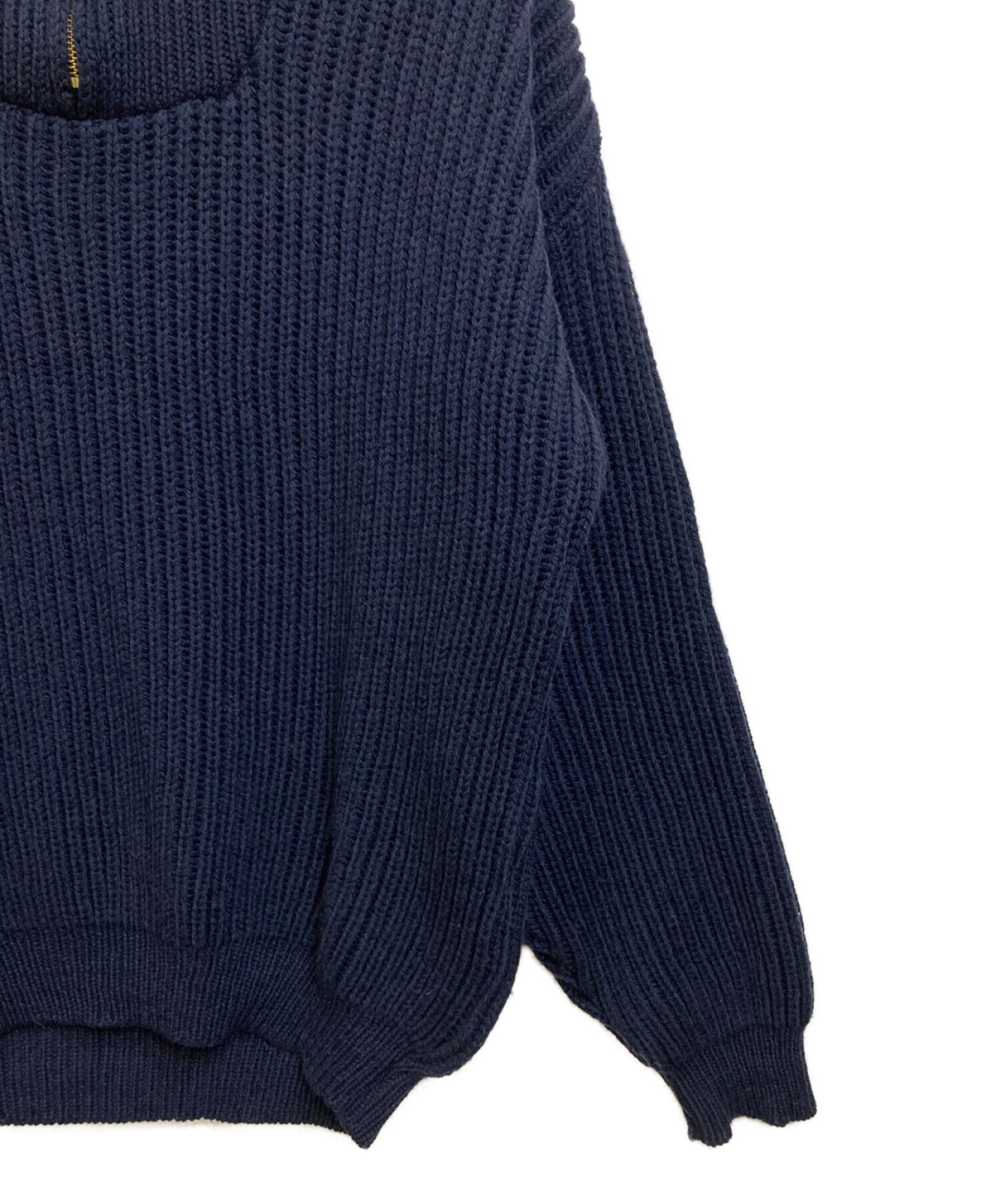 Oldderby Knitwear (オールドダービーニットウェア) ハーフジップニット ネイビー サイズ:S