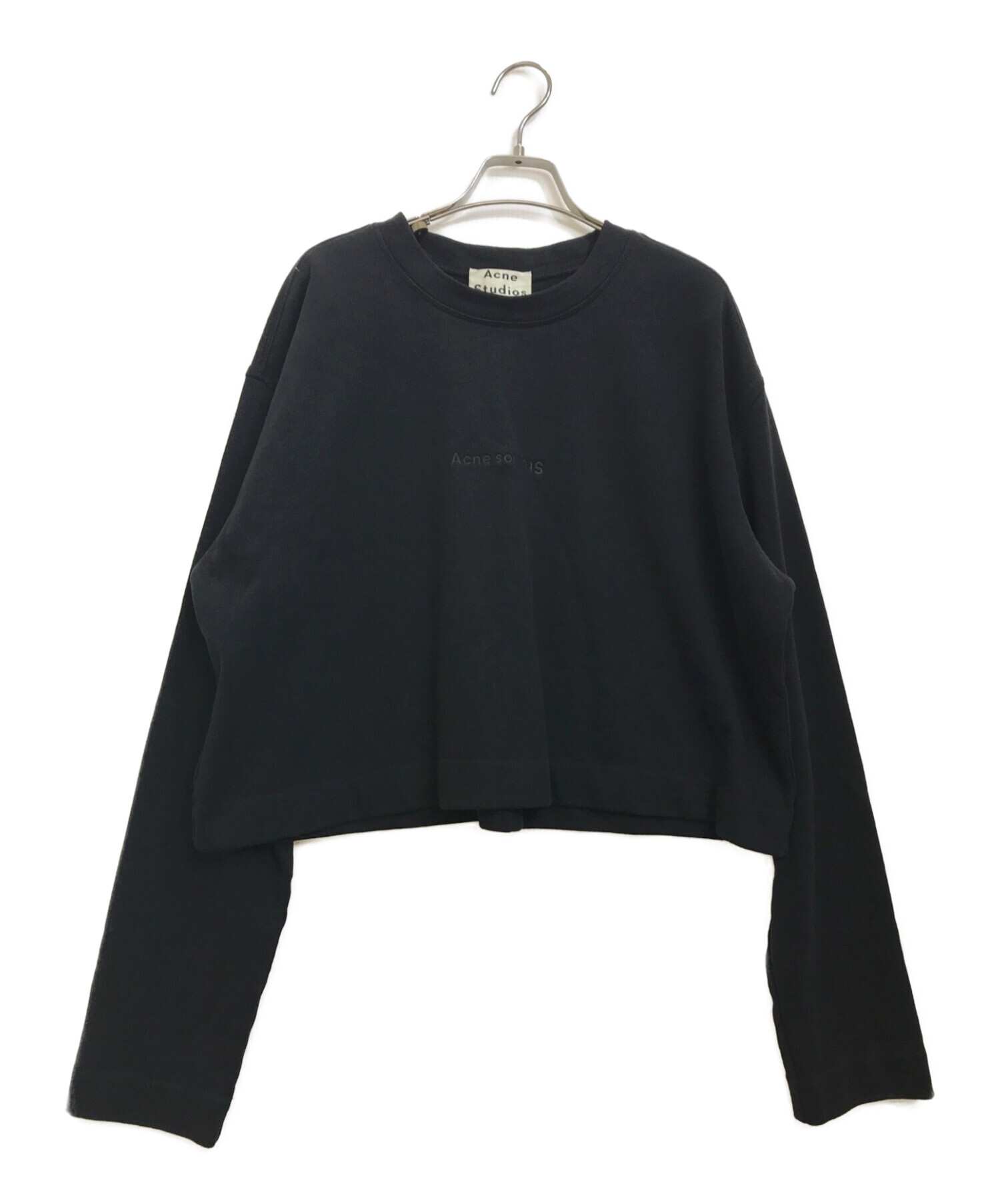 Acne studios (アクネストゥディオズ) Odice logo embossed cropped sweatshirt ブラック サイズ:S