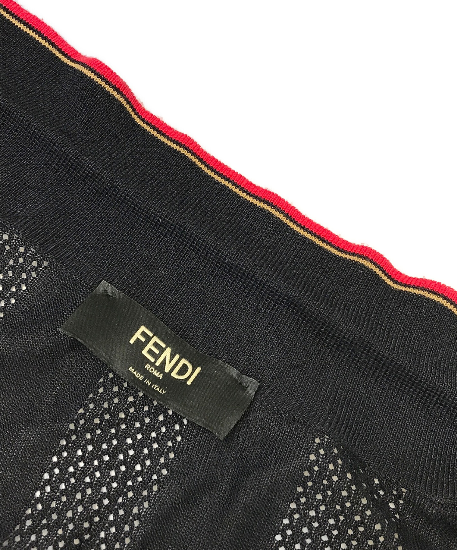 中古・古着通販】FENDI (フェンディ) メッシュストライプ柄半袖ニット