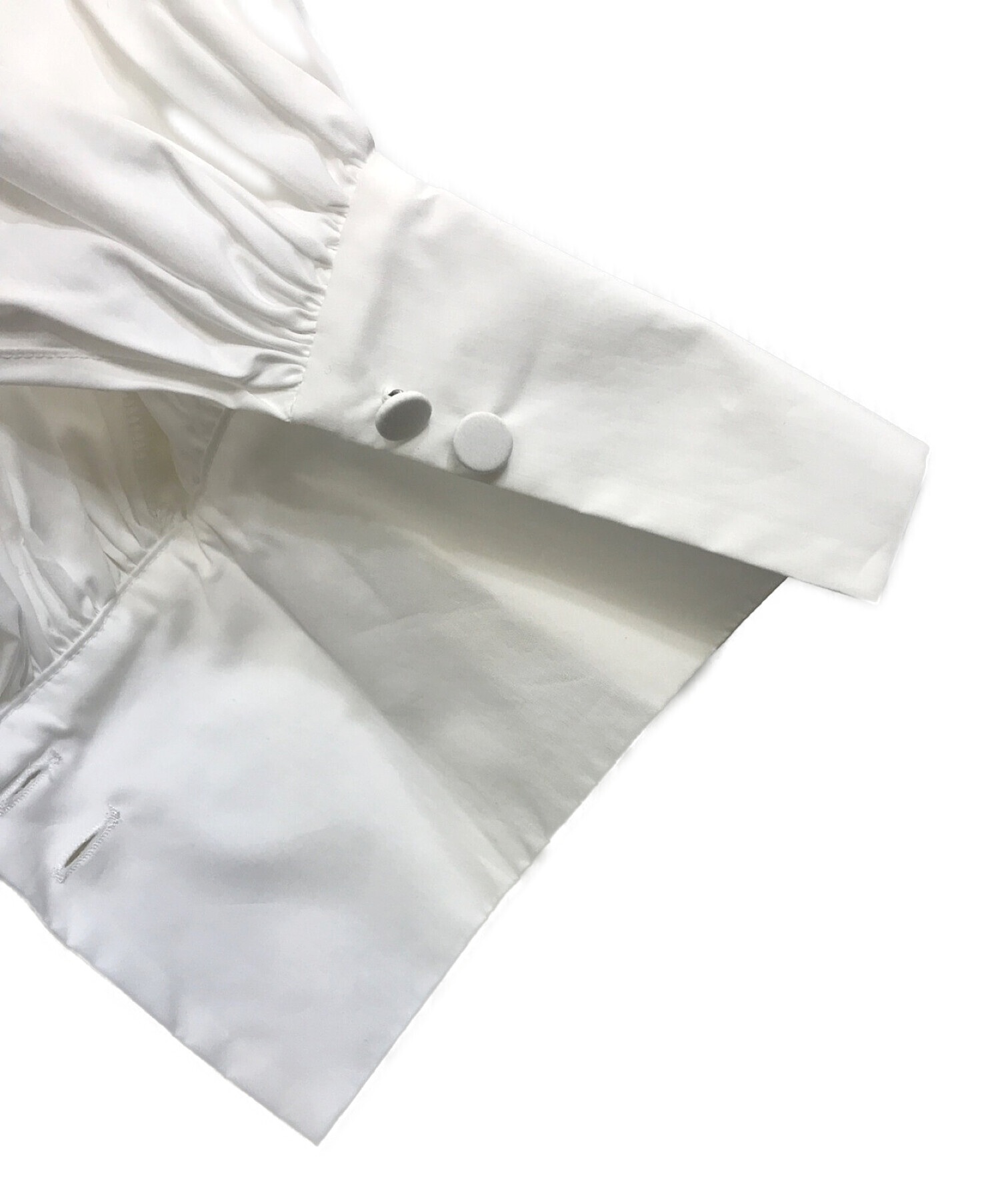 FRAY ID (フレイ アイディー) ギャザーボリュームタックシャツ ホワイト サイズ:1 未使用品