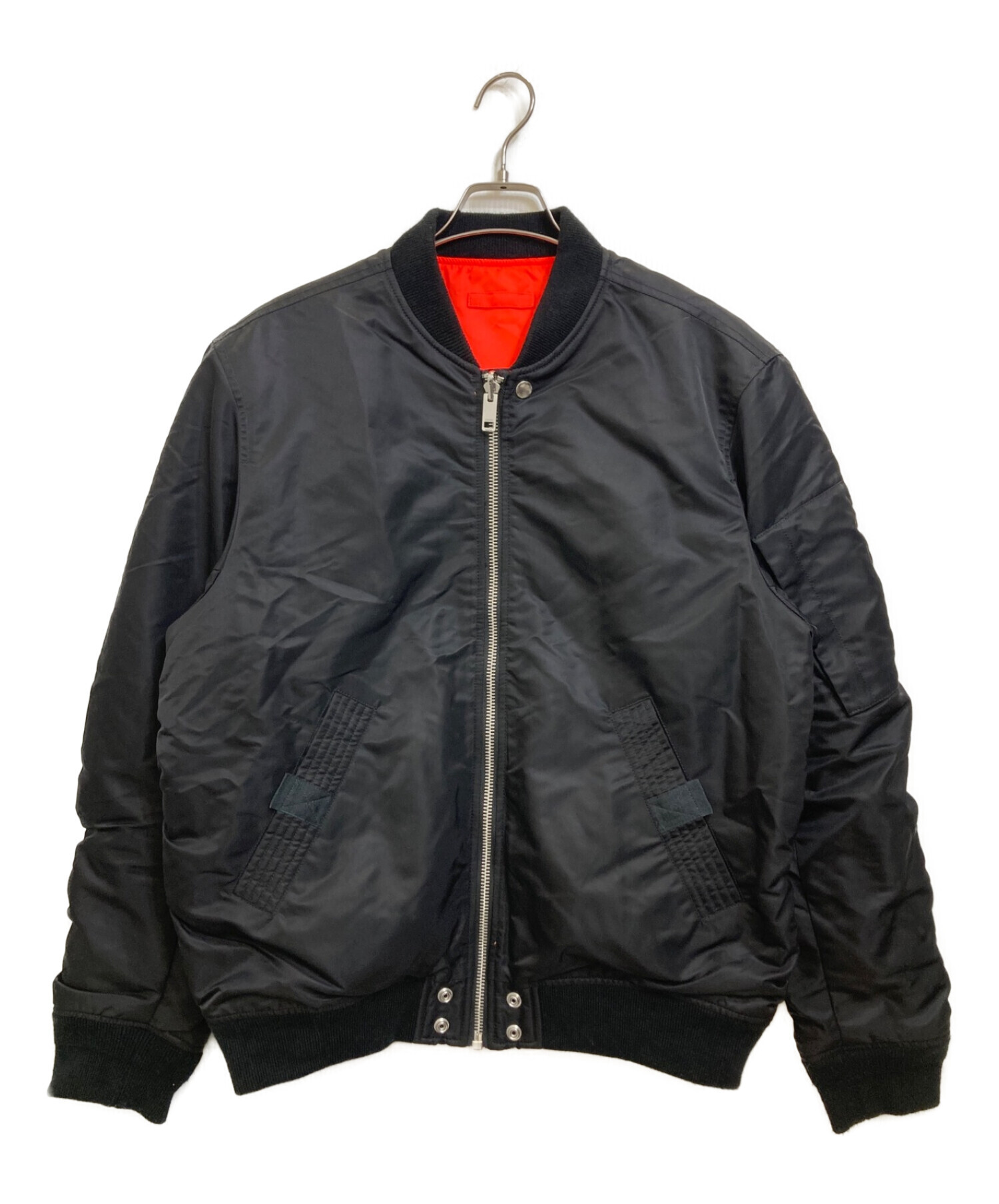 DIESEL (ディーゼル) MA-1ジャケット ブラック×レッド サイズ:L