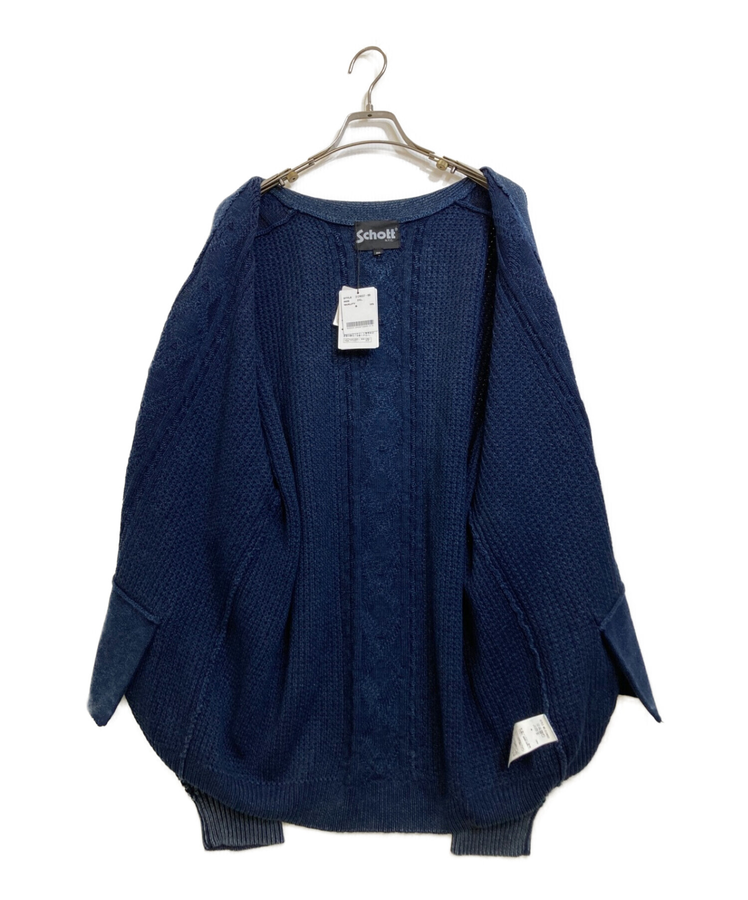 中古・古着通販】Schott (ショット) DULL COL CABLE CARDIGAN ブルー