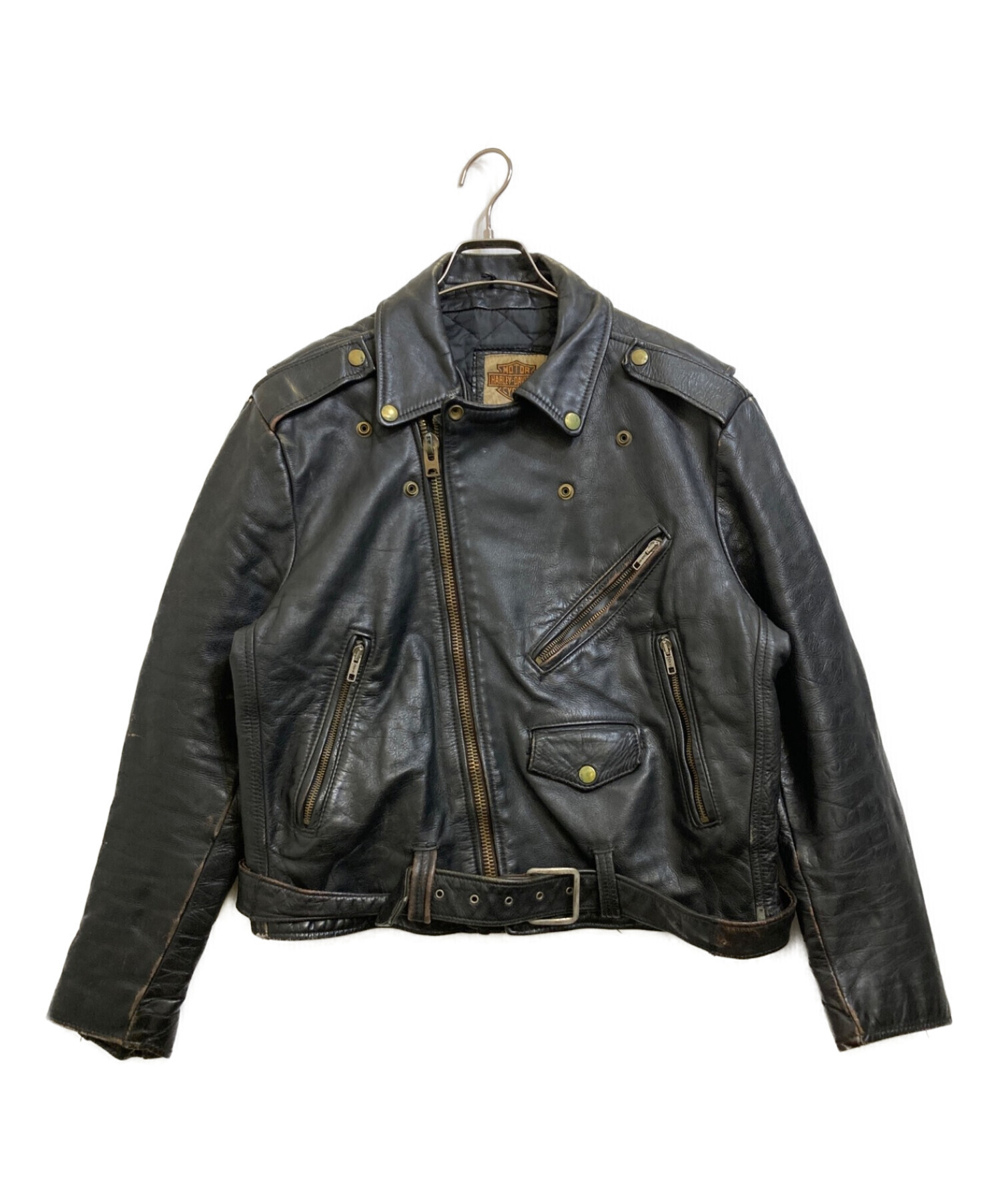 HARLEY-DAVIDSON (ハーレーダビッドソン) レザーライダースジャケット ブラック サイズ:SIZE 42