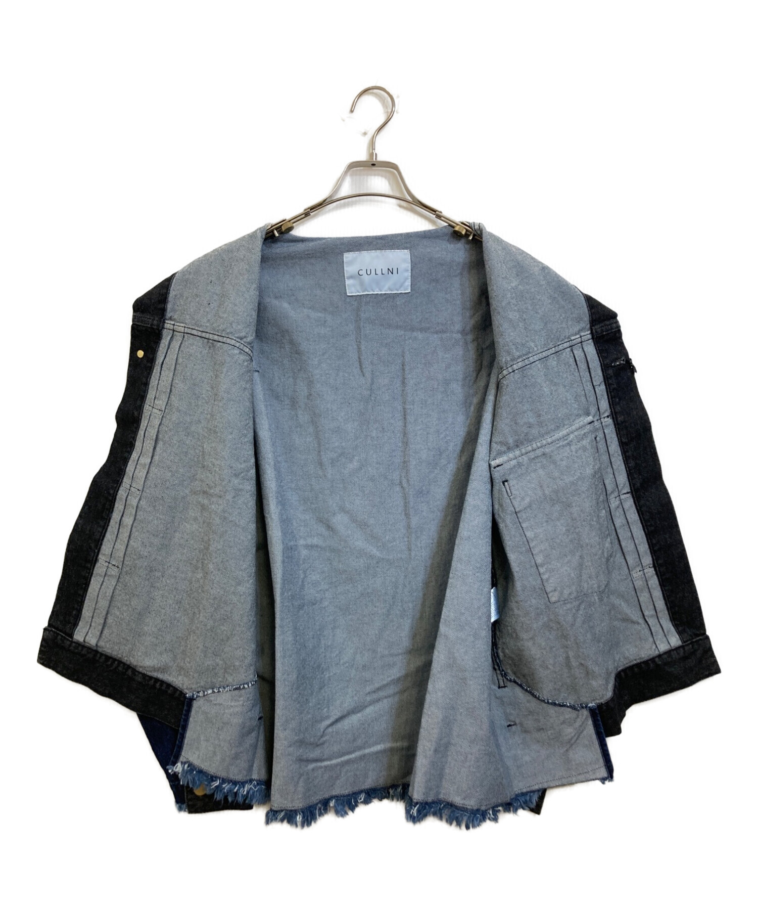 CULLNI (クルニ) Cut-off Band Collar Denim Blouson ブラック×ブルー サイズ:SIZE 2 未使用品