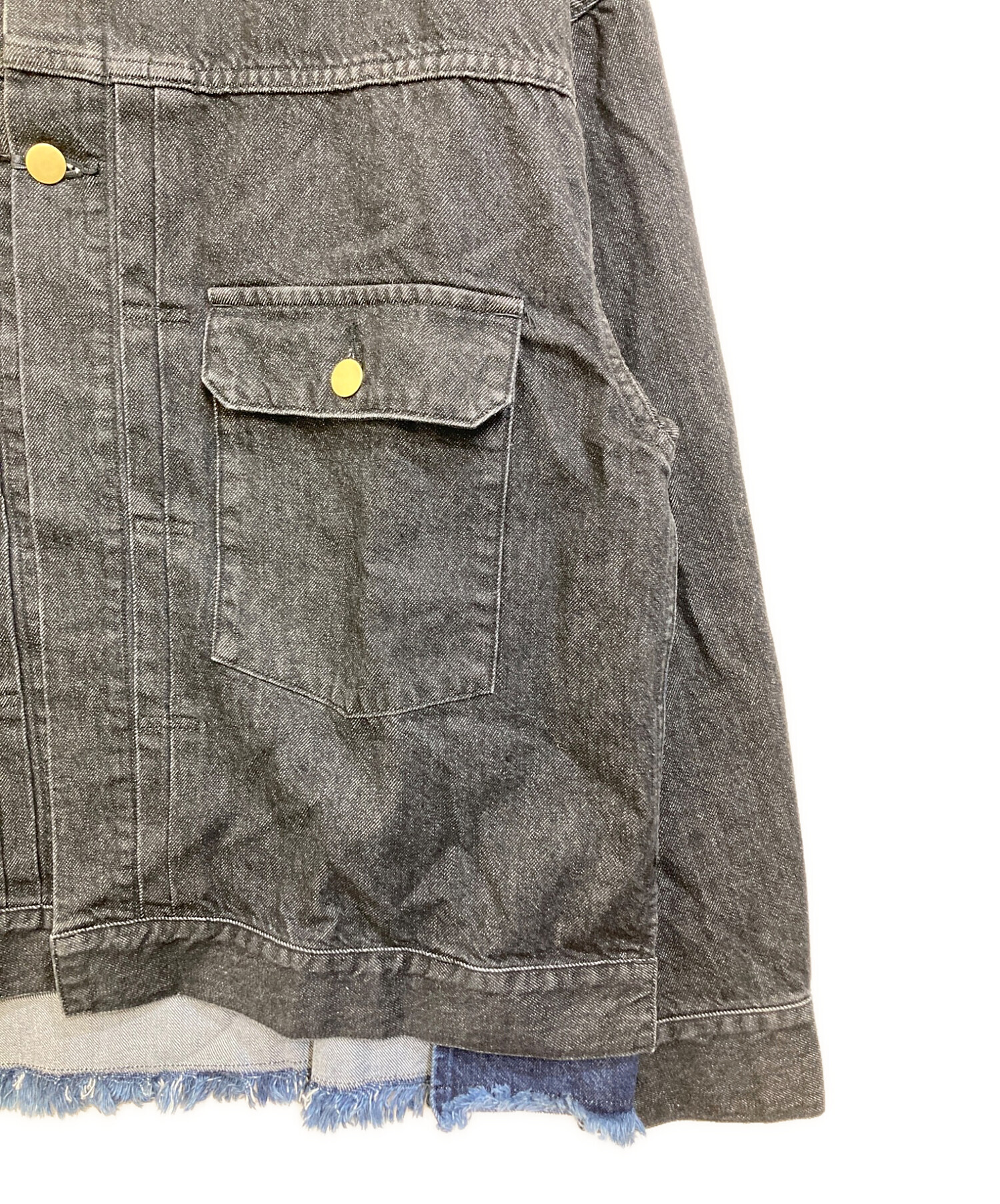 CULLNI (クルニ) Cut-off Band Collar Denim Blouson ブラック×ブルー サイズ:SIZE 2 未使用品