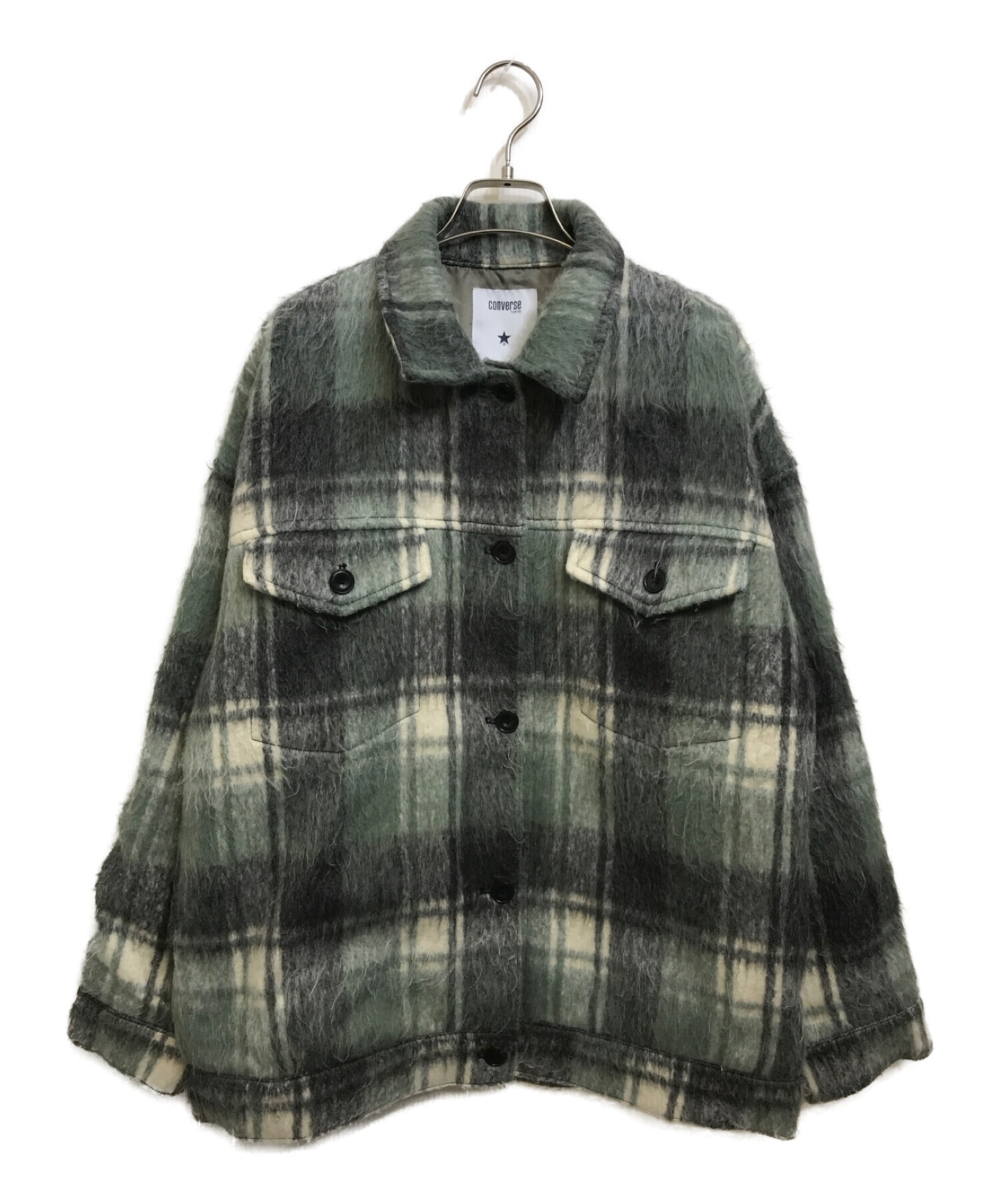 CONVERSE TOKYO (コンバーストウキョウ) SHAGGY CHECK CPO JACKET シャギー チェック CPO ジャケット  グリーン サイズ:FREE