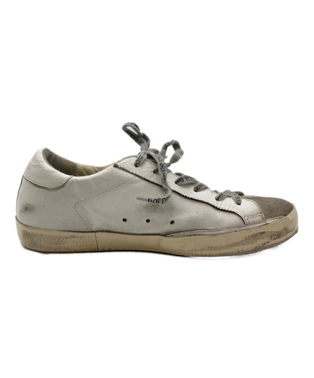 GOLDEN GOOSE (ゴールデングース) SUPER STAR ユーズド加工レザーローカットスニーカー ホワイト サイズ:37