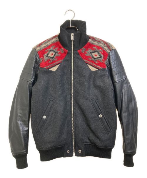 【中古・古着通販】DIESEL (ディーゼル) レザー切替ウールブルゾン