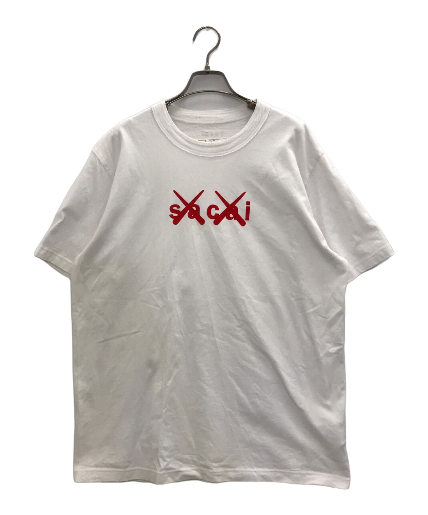 sacai (サカイ) KAWS (カウズ) フロックロゴ プリントTシャツ ホワイト サイズ:4