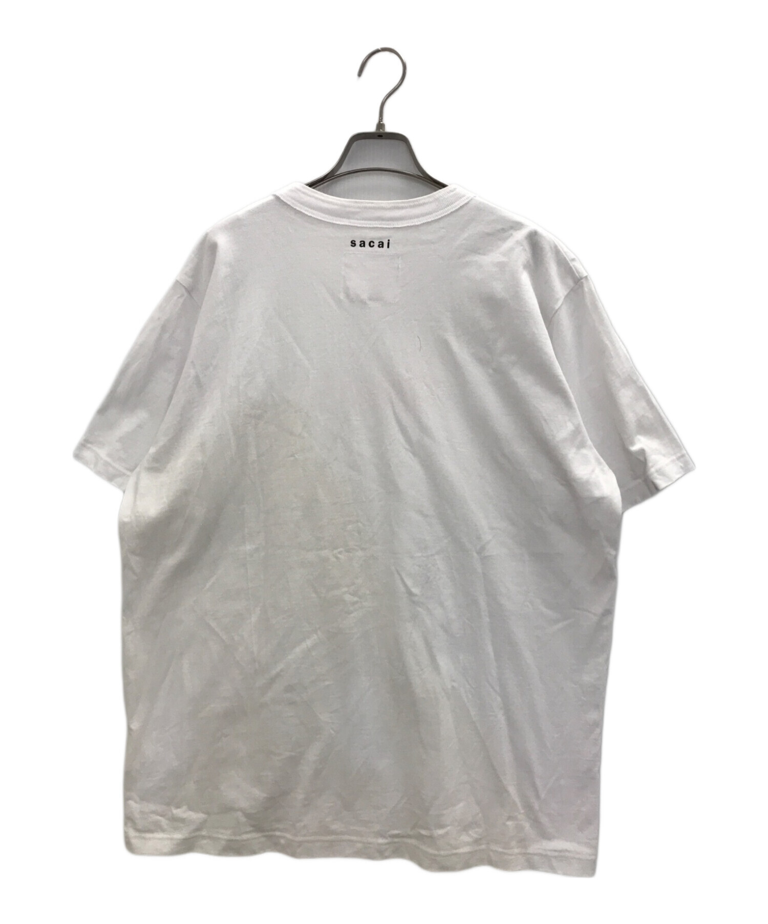 sacai (サカイ) KAWS (カウズ) フロックロゴ プリントTシャツ ホワイト サイズ:4