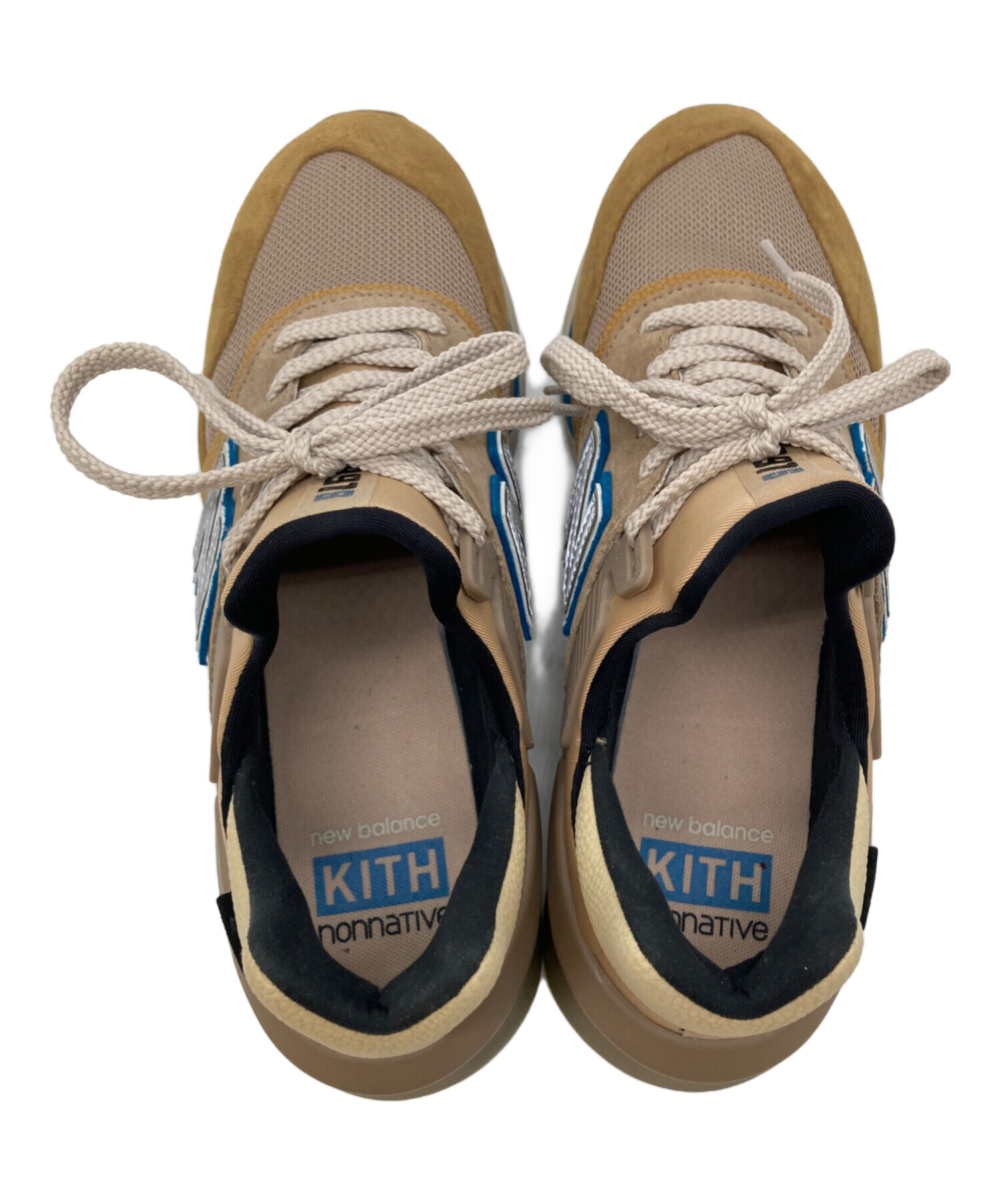 NEW BALANCE (ニューバランス) KITH (キス) nonnative (ノンネイティブ) ローカットスニーカー ブルー×ベージュ  サイズ:27.5㎝